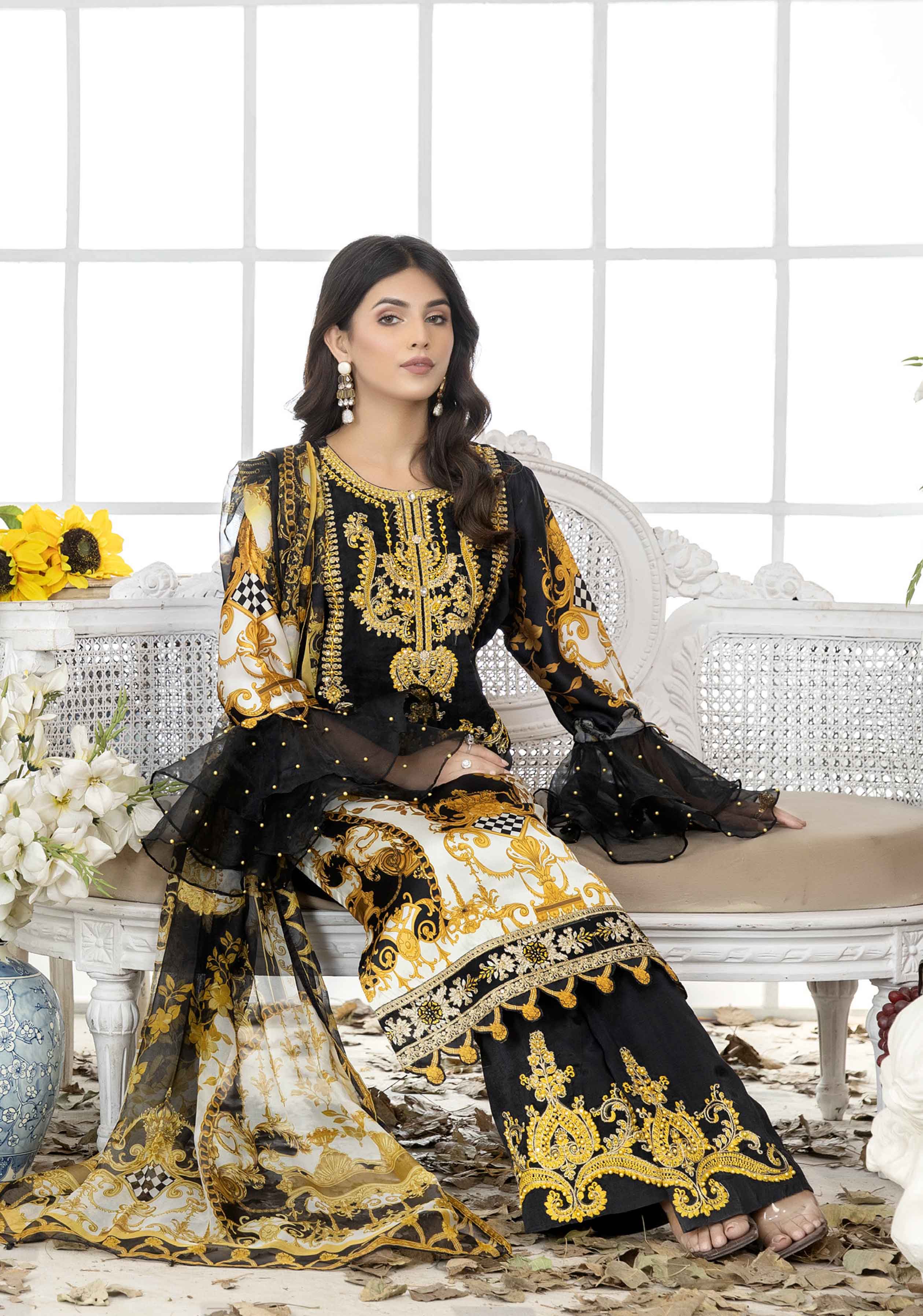 Readymade Antique Gold 3 Piece Silk Pakistani Suit Desi Posh Readymade Antique Gold 3 Piece Silk Pakistani Suit Desi Posh