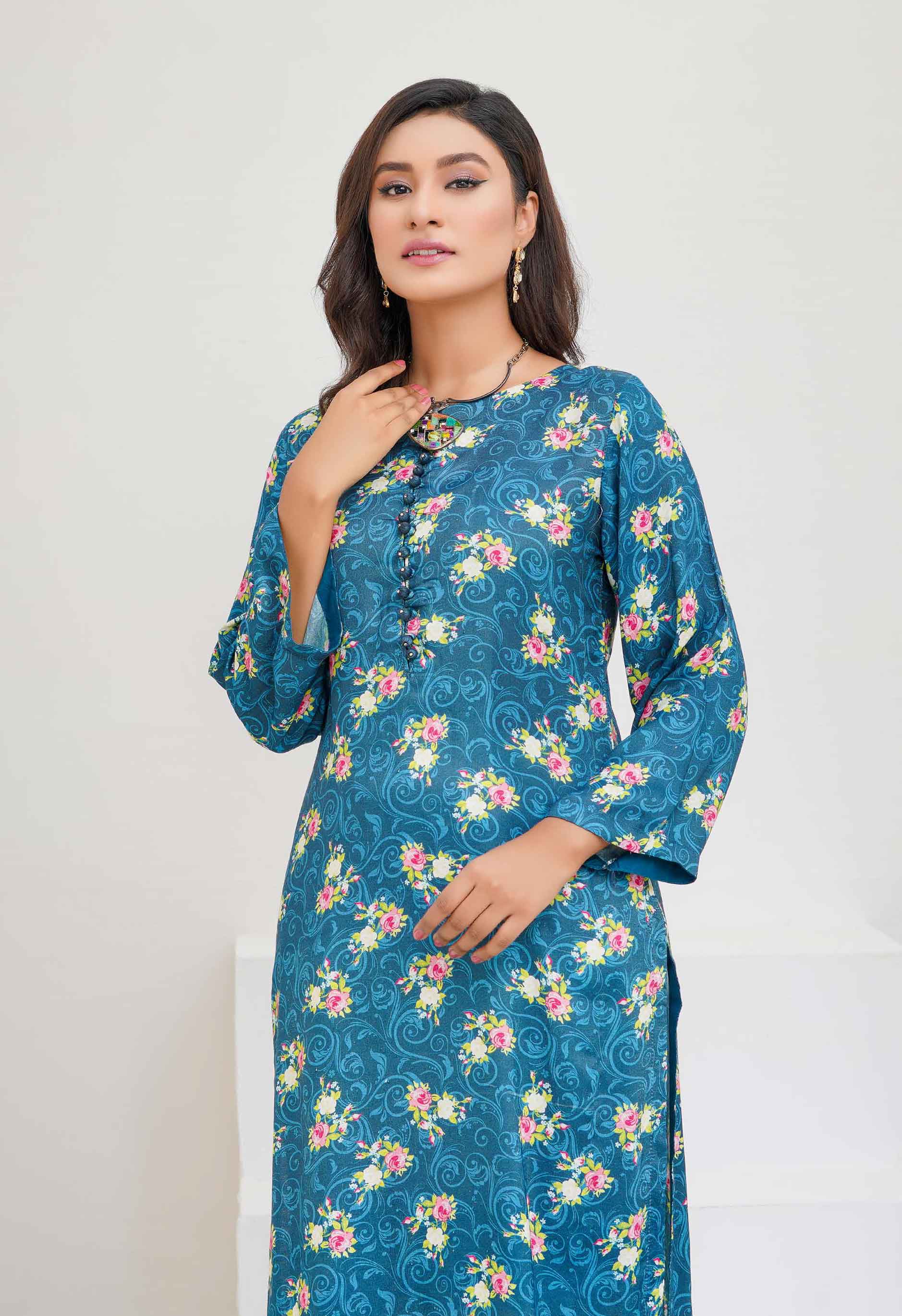 Sana Safinaz Pakistani Linen Teal print Kurta DesiP 