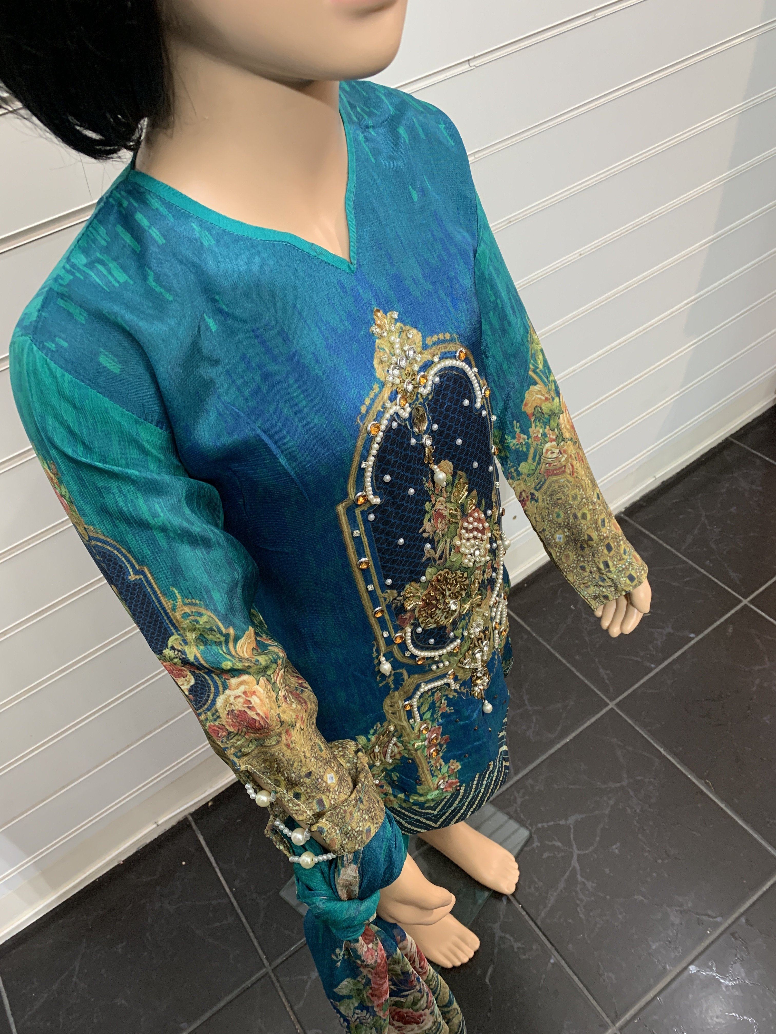 Silk Digital Print Kids Adda Work Outfit with Digital Print Chiffon Dupatta - Desi Posh