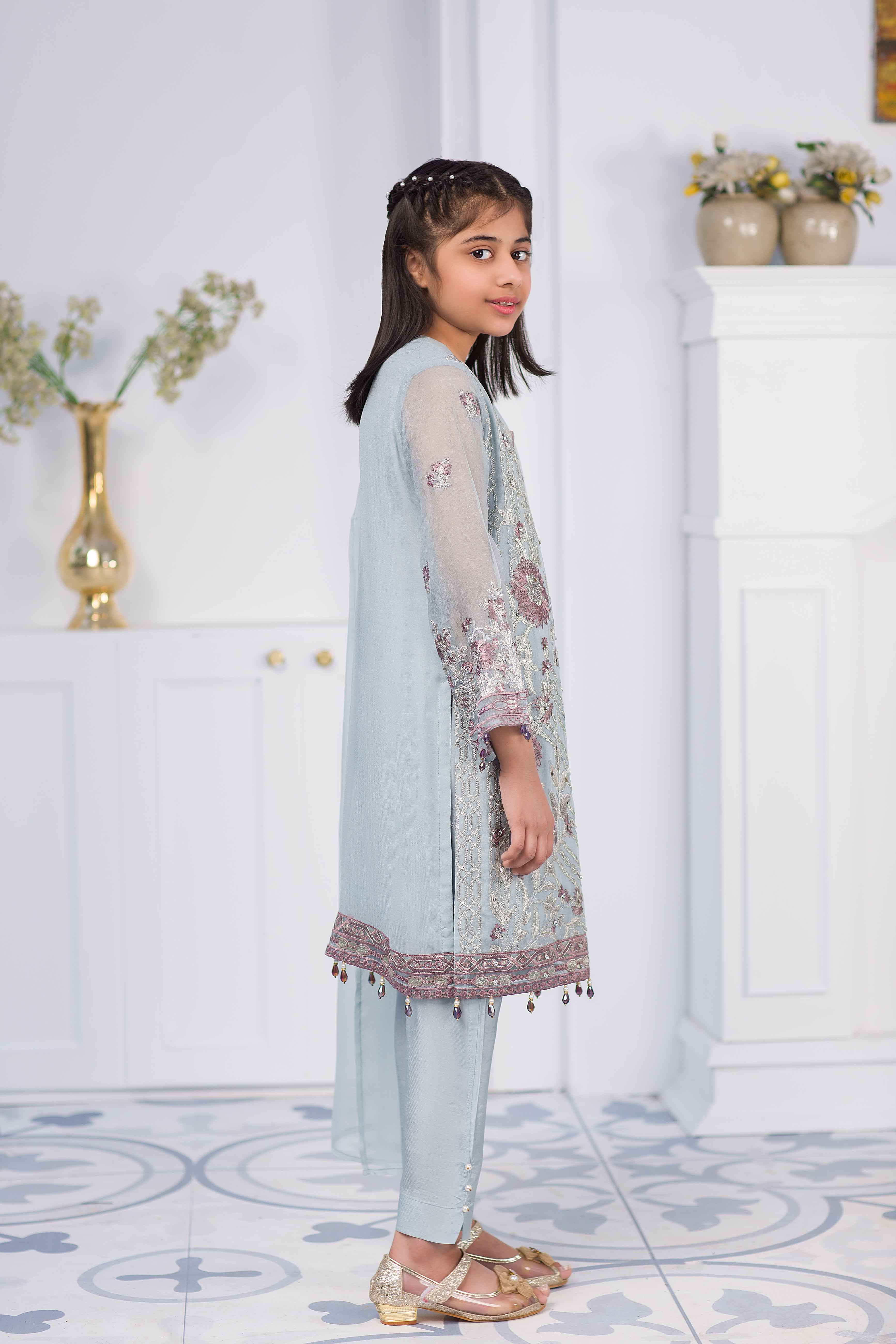 Simran Girls Mother & Daughter Eid Outfit with Embroidered Dupatta - Desi Posh