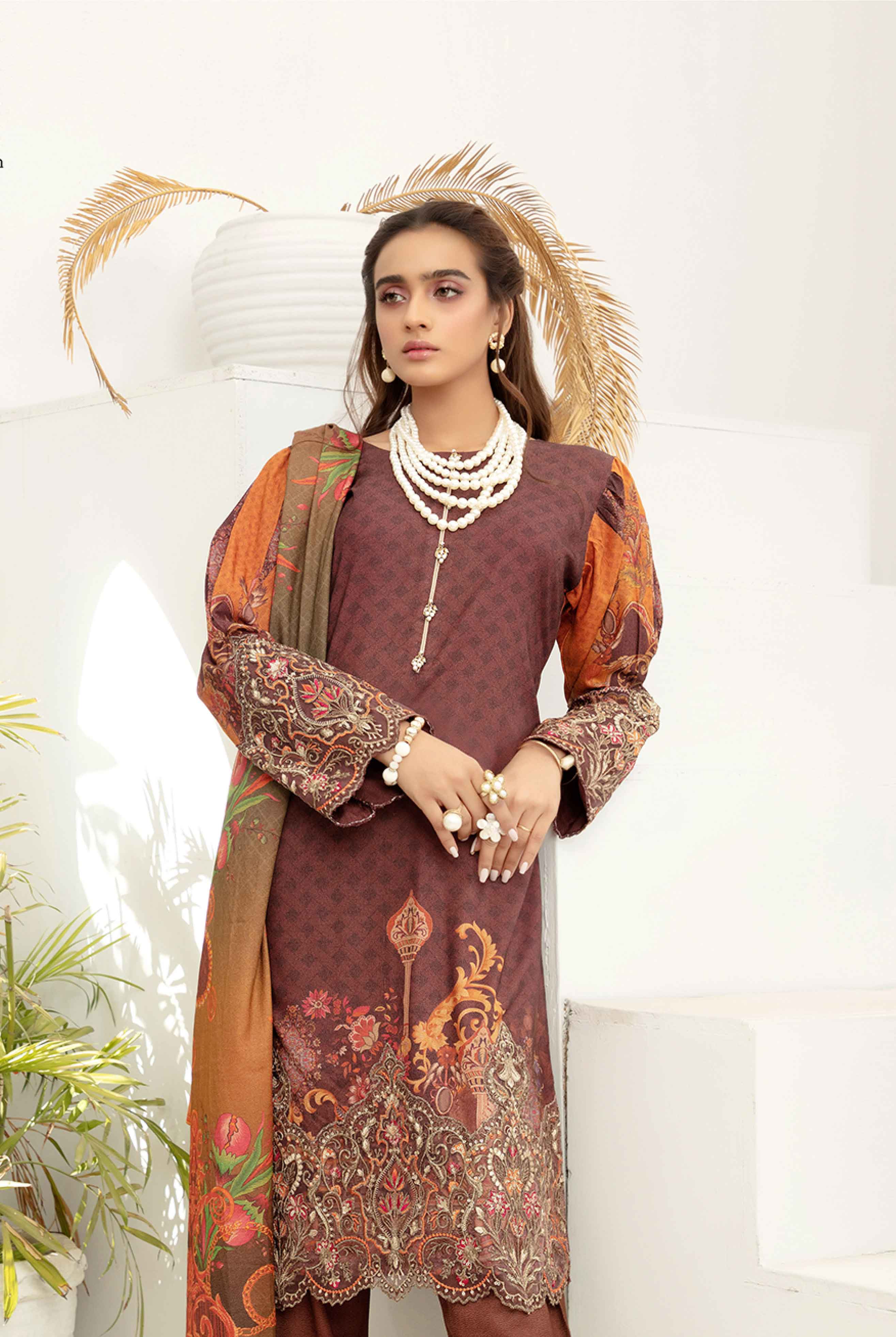 Simrans Digital Print Dhanak Outfit with Digital Print Shawl DNK2 DesiP 
