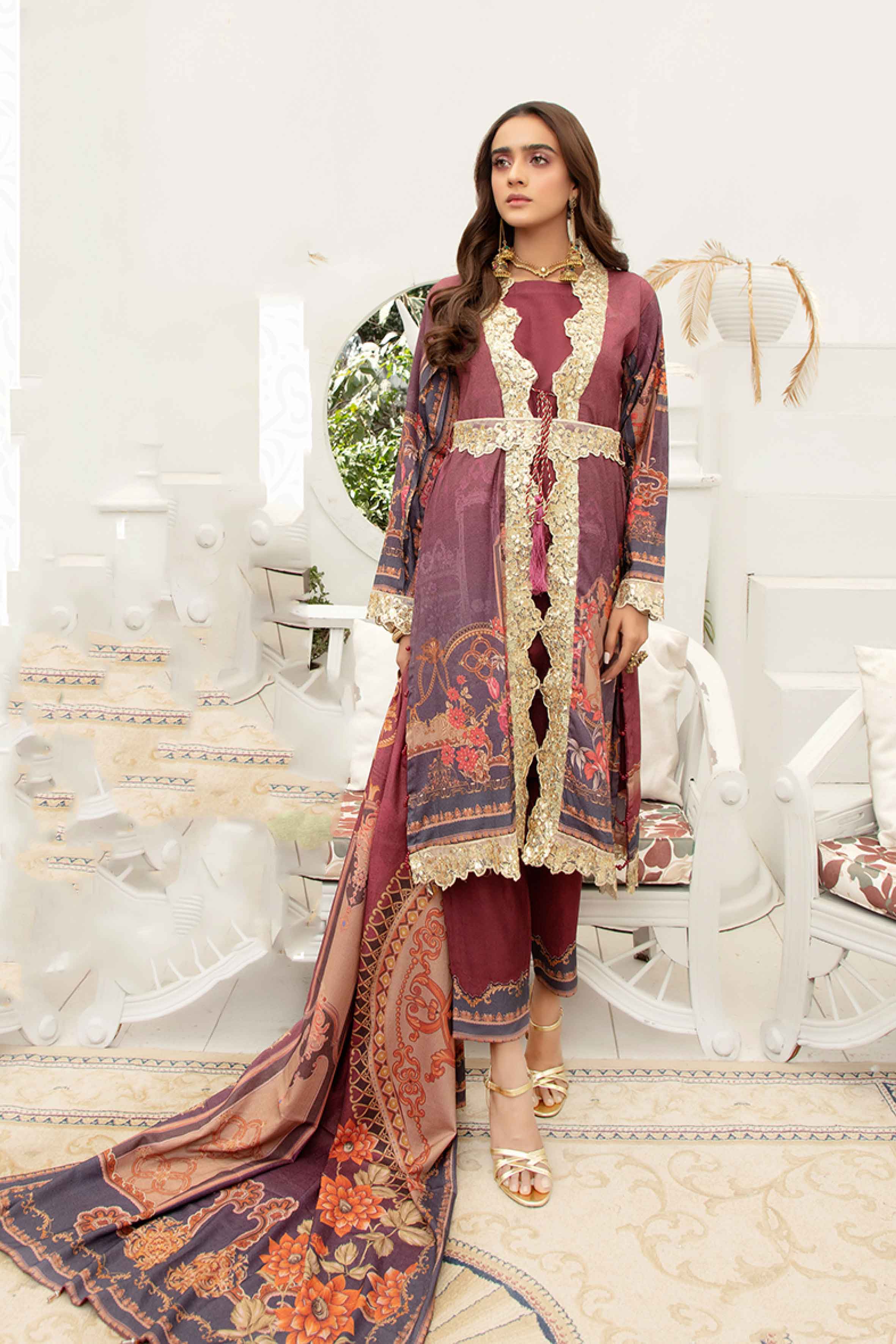 Simrans Digital Print Dhanak Outfit with Digital Print Shawl DNK5