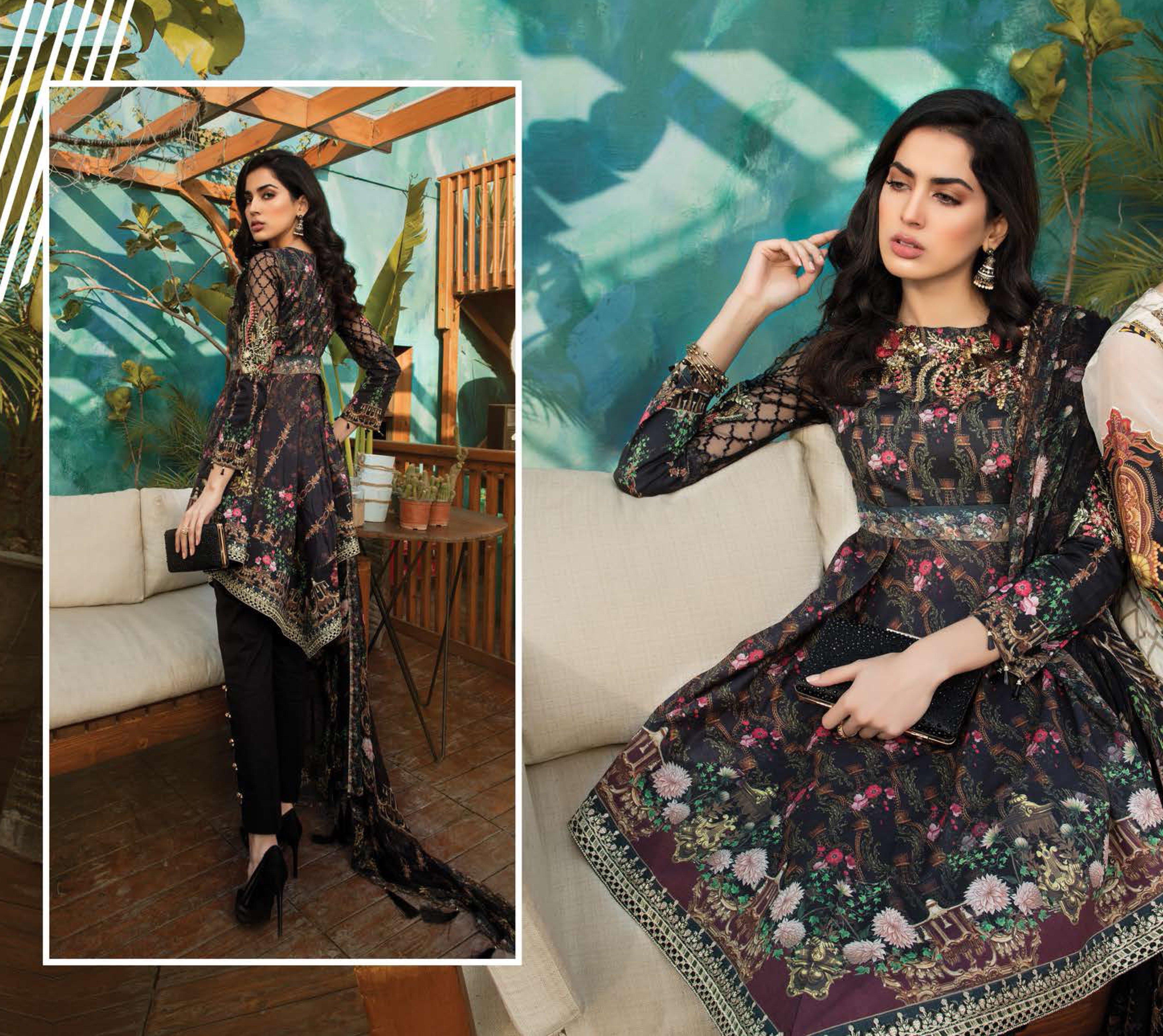 Simrans Digital Print Dress Kids Outfit with Embroidered Lawn Sleeves AL173K - Desi Posh