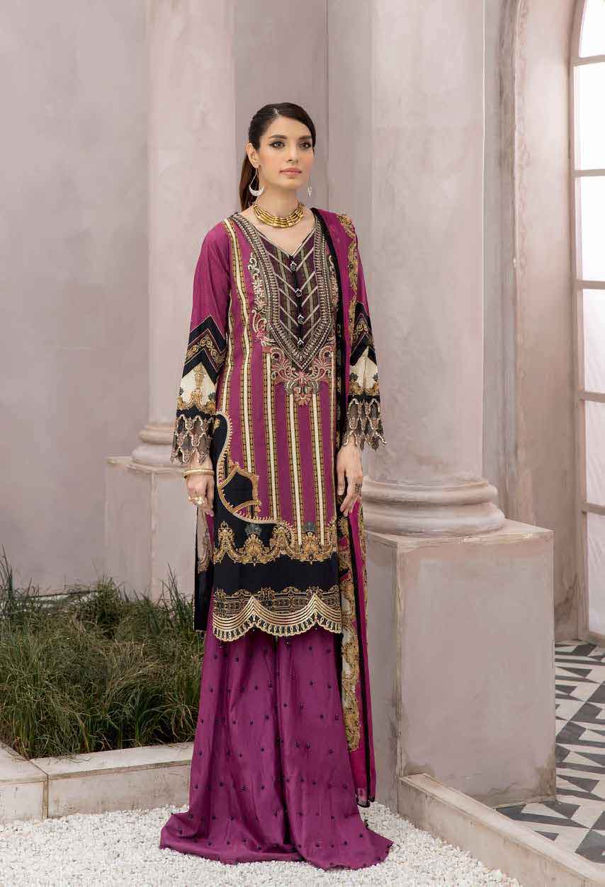 Simrans Digital Print Gharara Plum Eid Outfit DesiPosh AL401