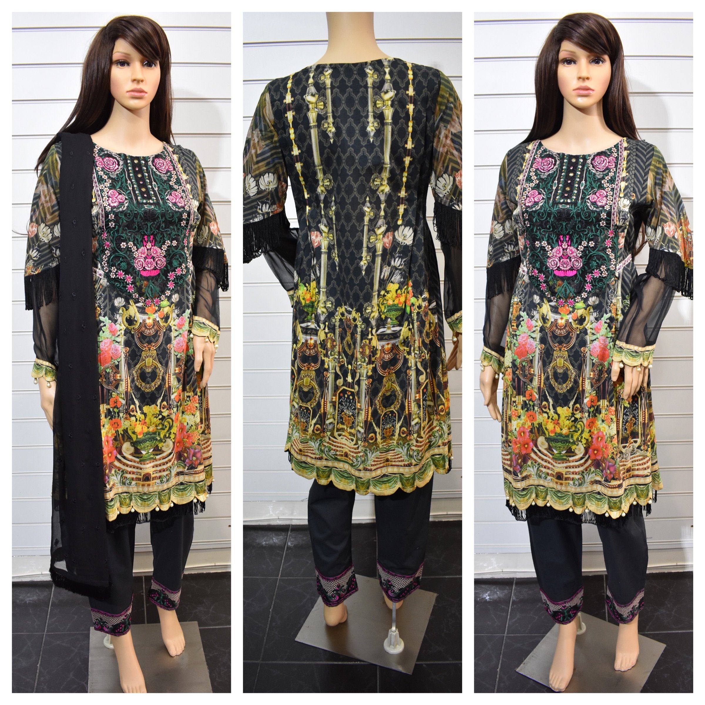Simrans Digital Print Peplum Eid Outfit with Embellished Kameez AL5223 - Desi Posh