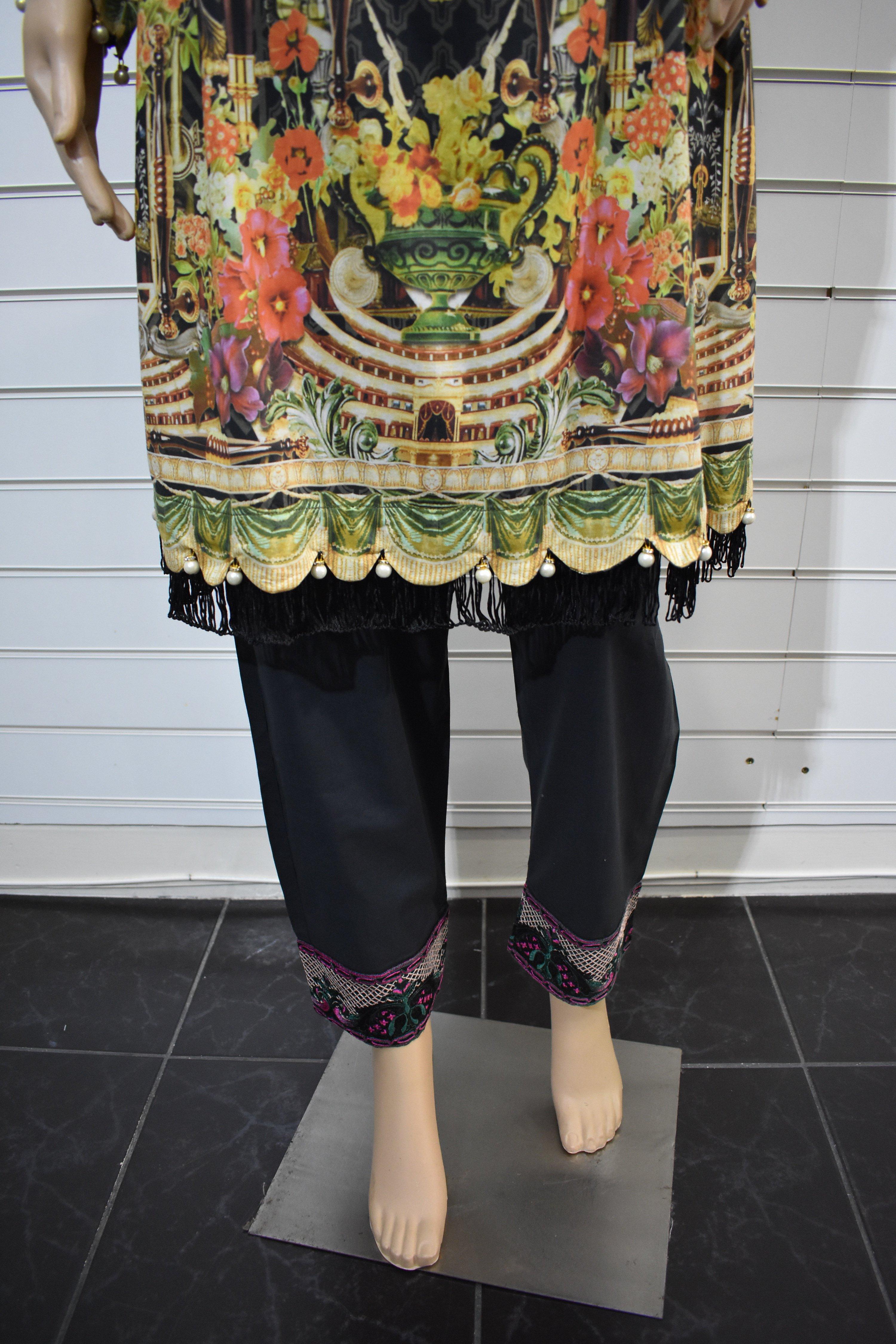 Simrans Digital Print Peplum Eid Outfit with Embellished Kameez AL5223 - Desi Posh