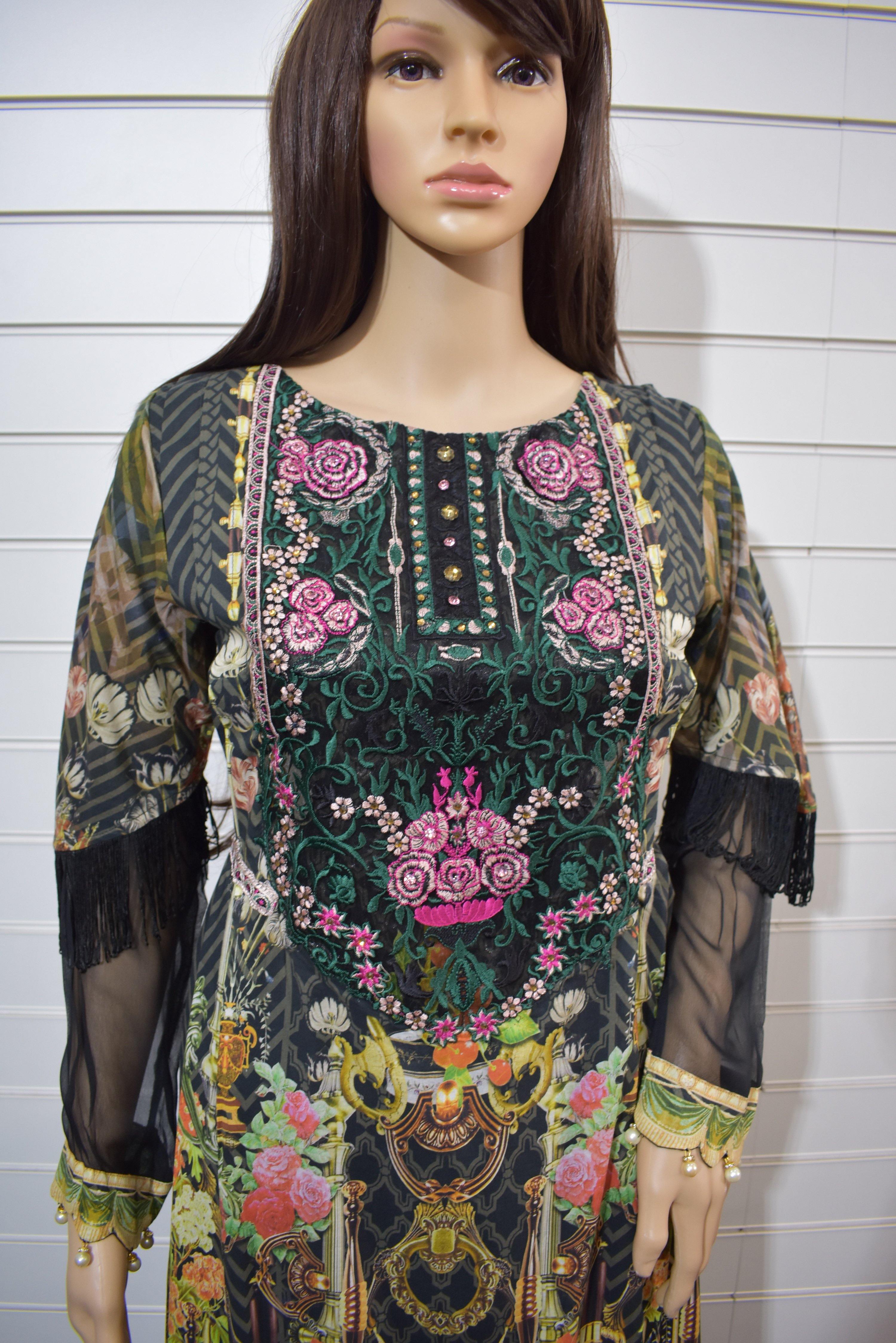 Simrans Digital Print Peplum Eid Outfit with Embellished Kameez AL5223 - Desi Posh
