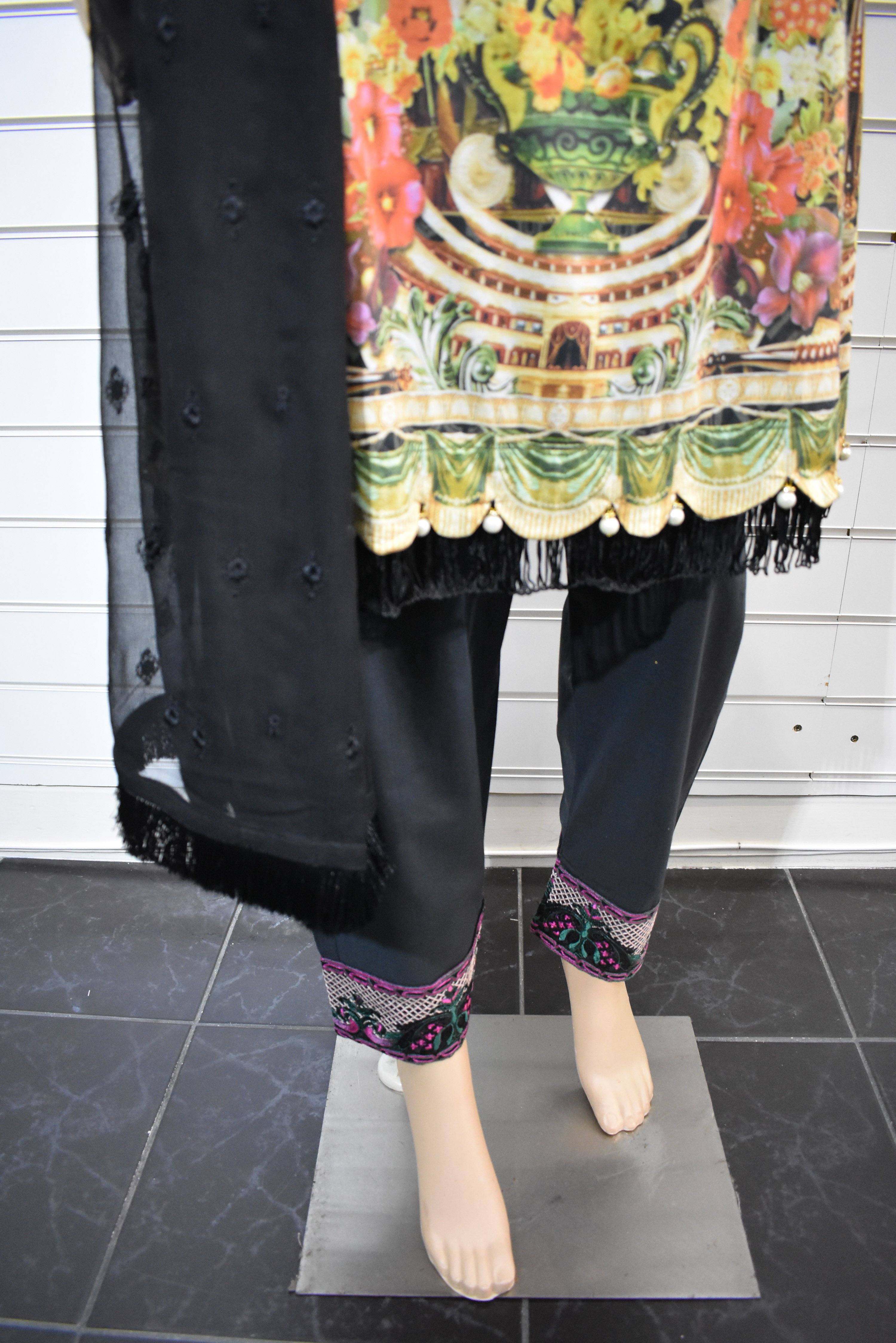 Simrans Digital Print Peplum Eid Outfit with Embellished Kameez AL5223 - Desi Posh