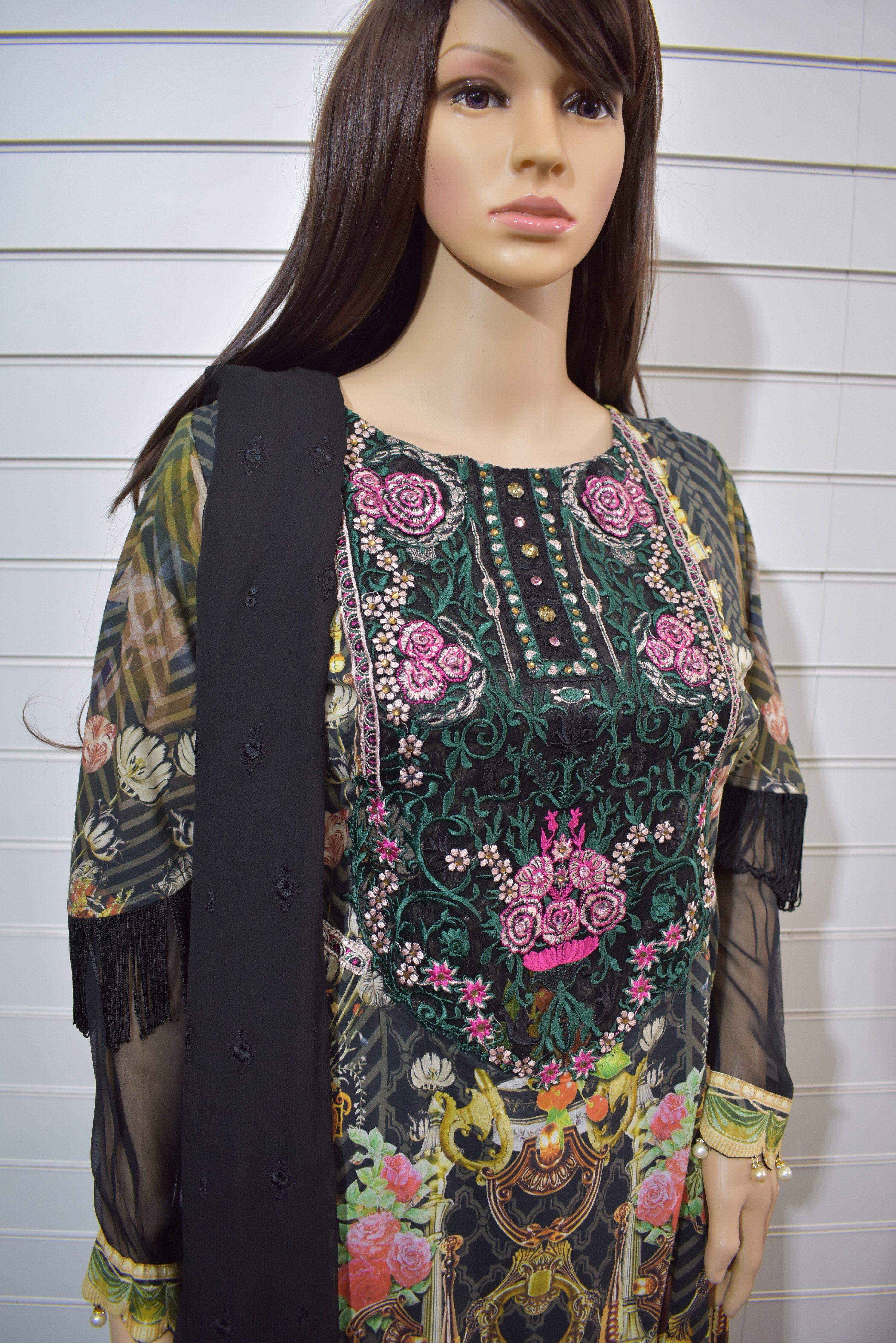 Simrans Digital Print Peplum Eid Outfit with Embellished Kameez AL5223 - Desi Posh