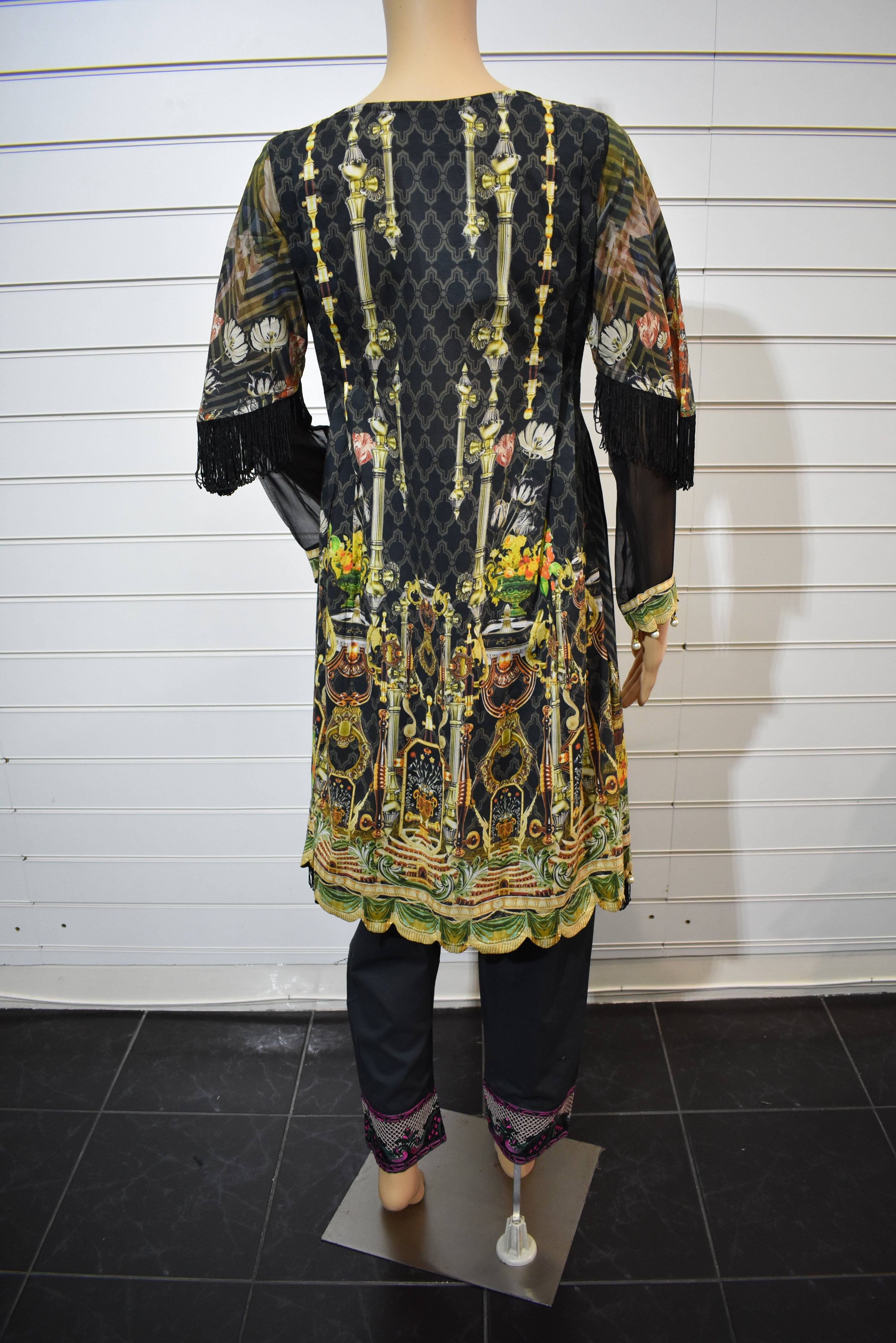 Simrans Digital Print Peplum Eid Outfit with Embellished Kameez AL5223 - Desi Posh