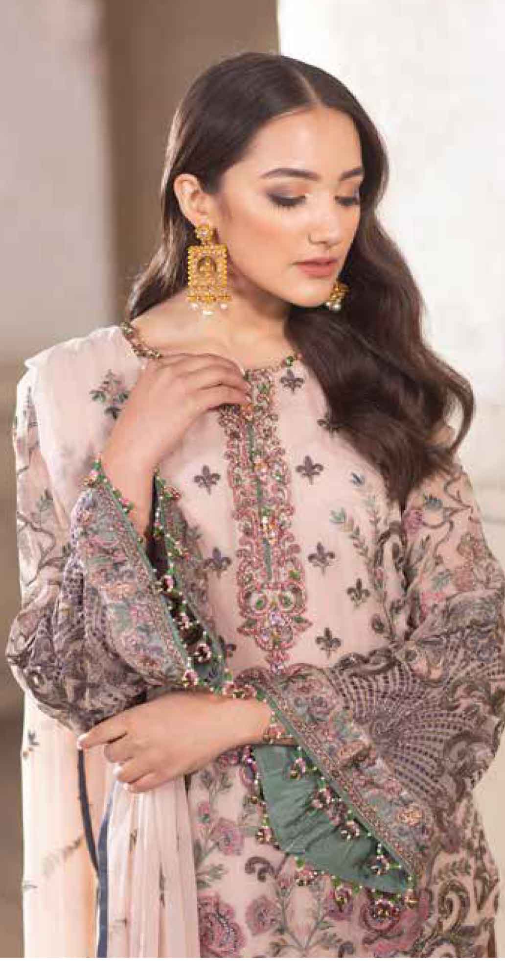 Simrans Dove Chiffon Light Pink 3 Piece Kameez Outfit Desi Posh