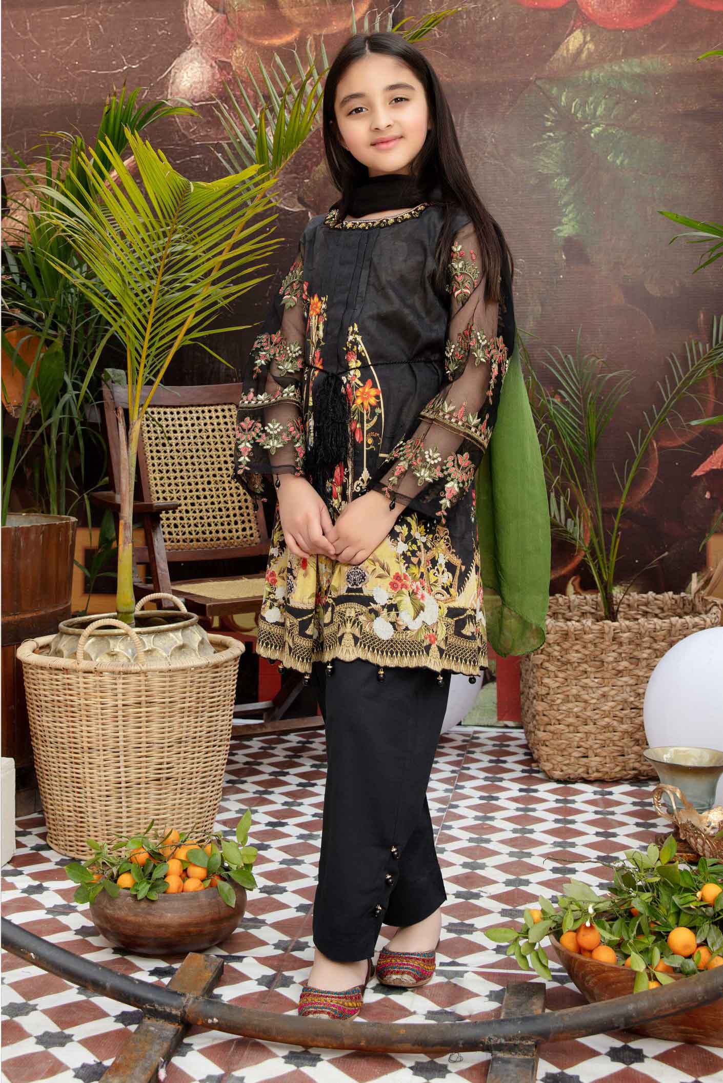 Simrans Girls Eid Embroidered Summer Dress Outfit AL227K - Desi Posh