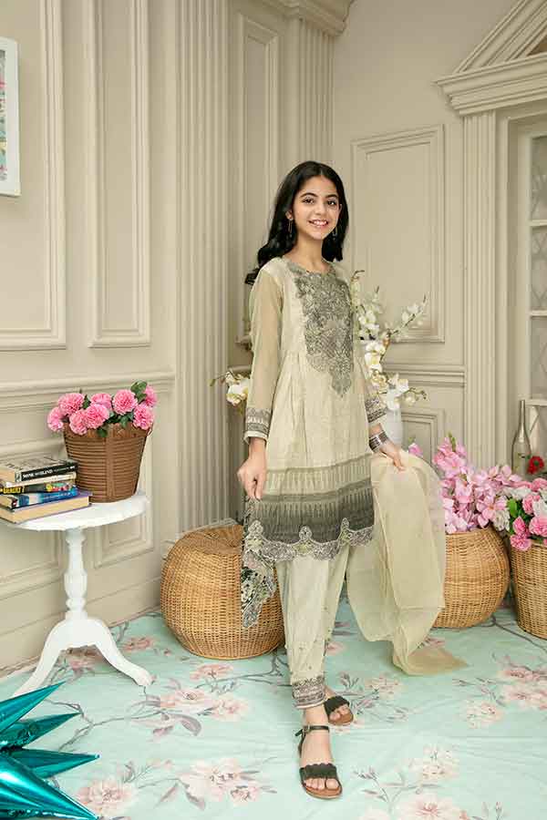 Simrans Girls Embroidered Summer Lawn Frock Outfit ML29K