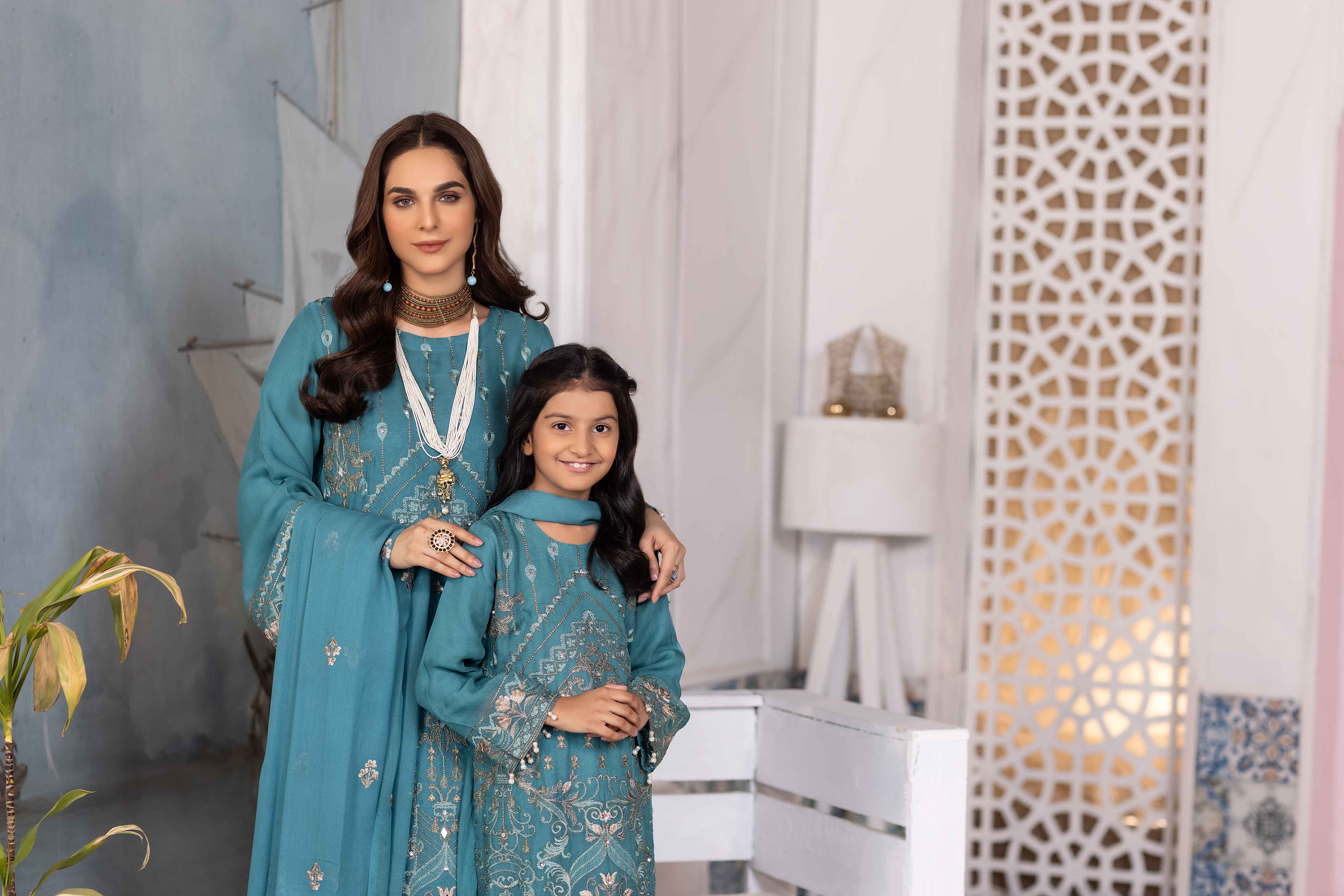 Simrans Girls Mother & Daughter Chiffon Eid Outfit After Glow DesiP 