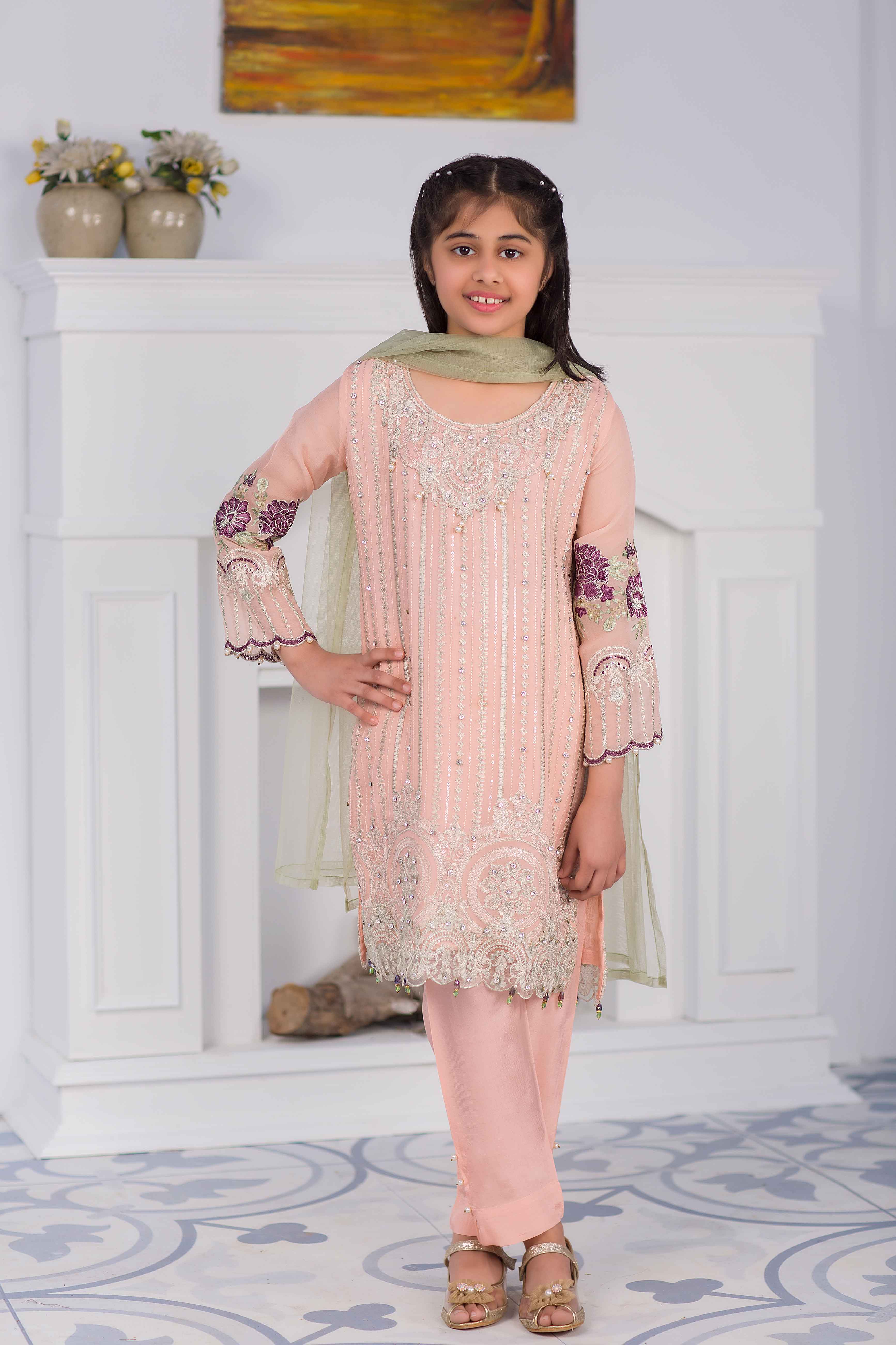 Simrans Girls Mother & Daughter Pink Eid Outfit - Desi Posh