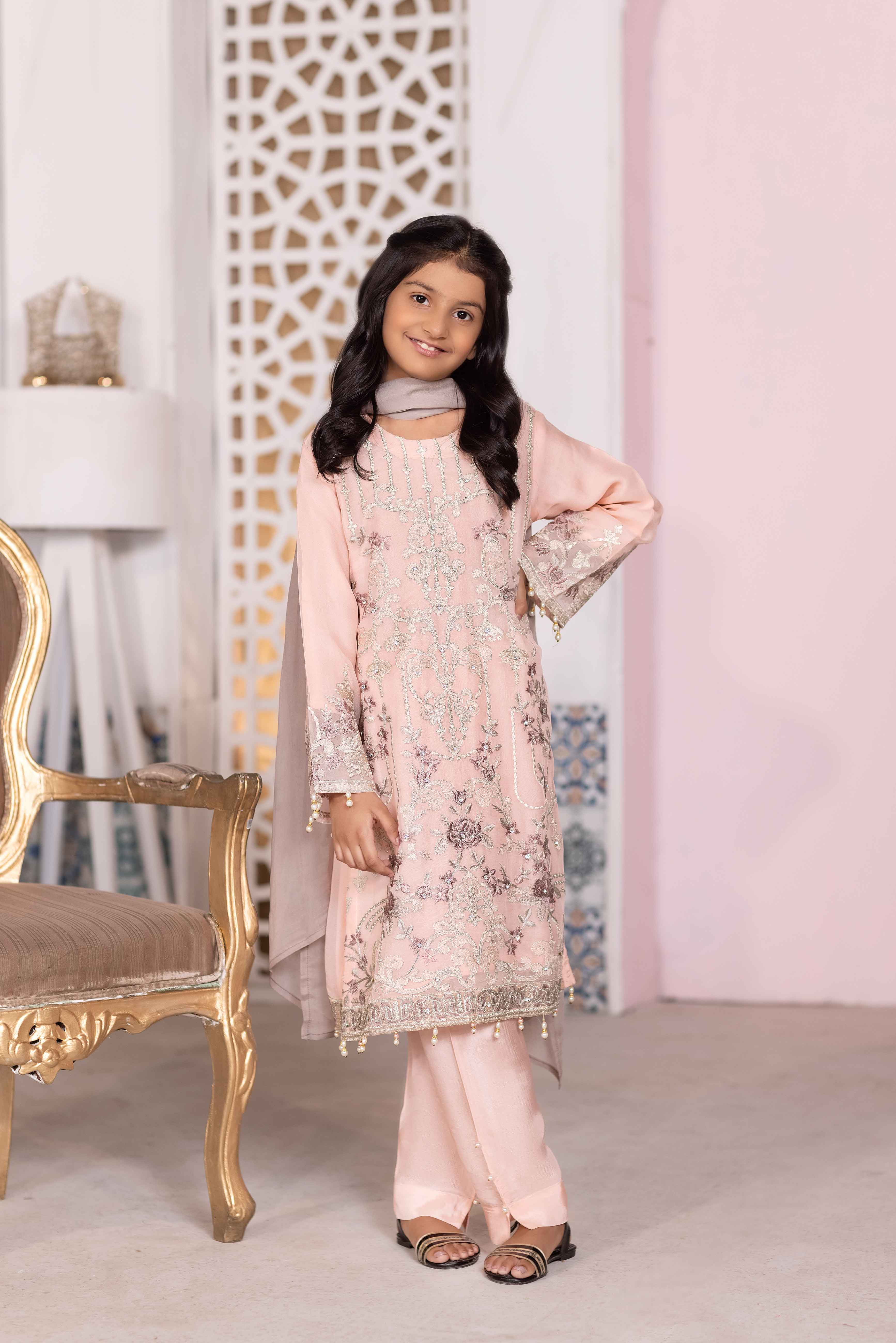 girls pink eid suit