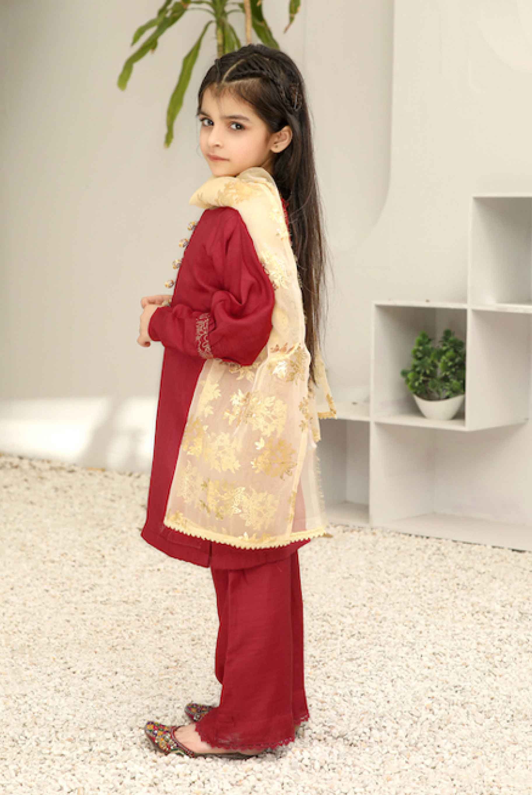 girls red eid suit