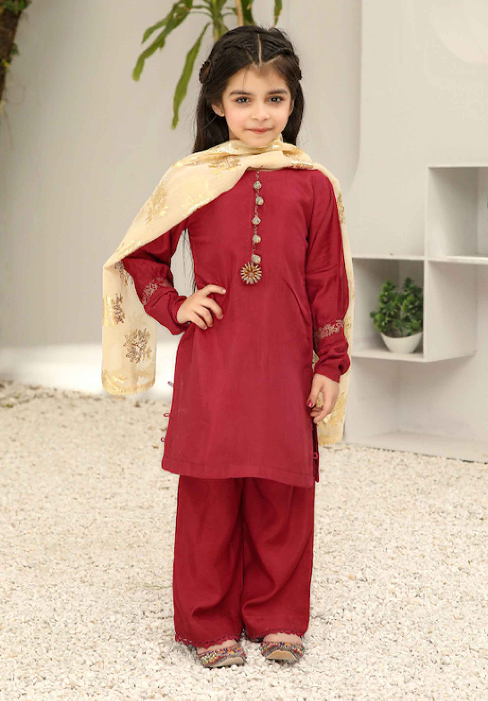 kids red eid suit