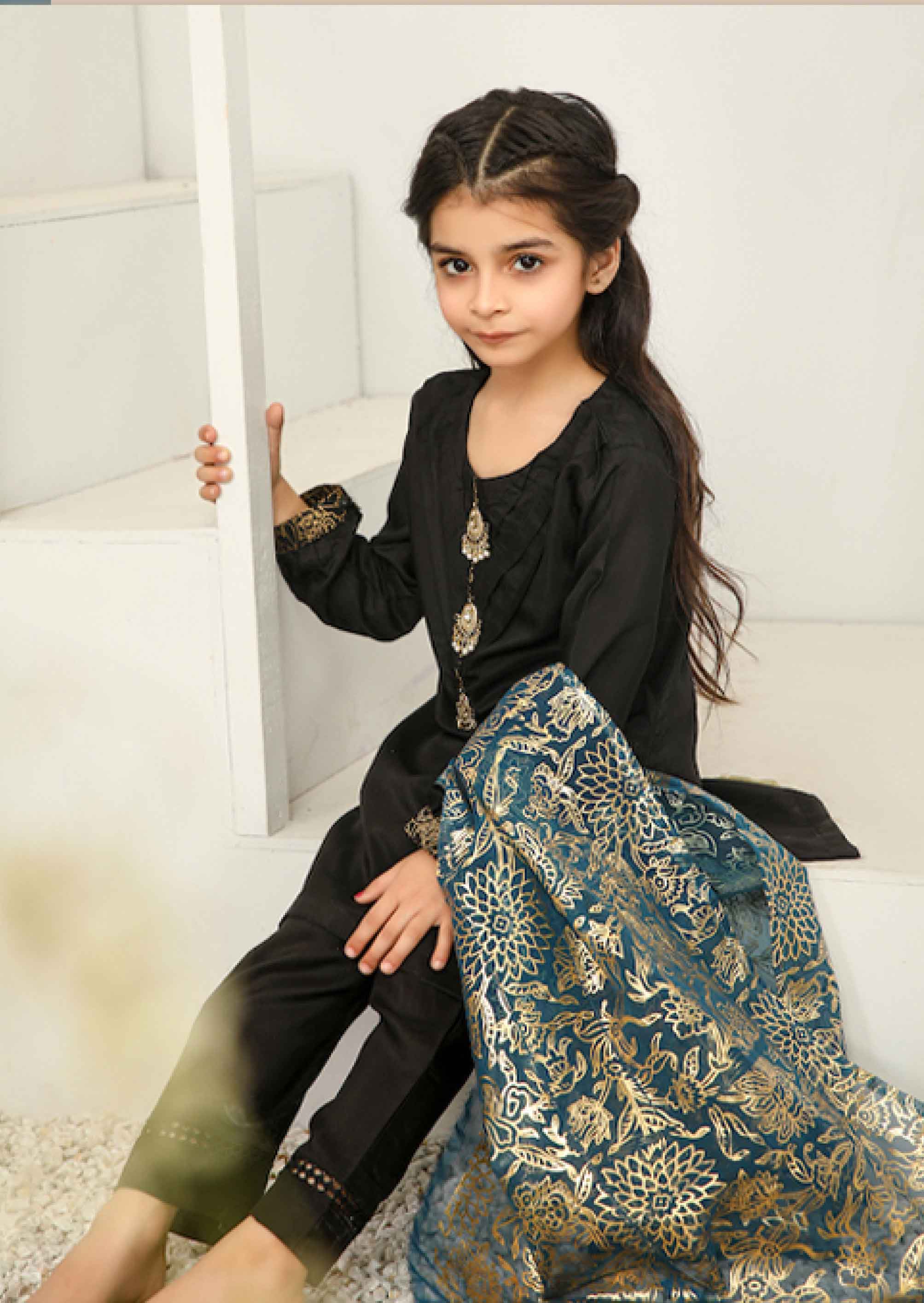 Simrans Girls Mummy & Me Eid Outfit with Foil Print Dupatta PN06K DesiPosh