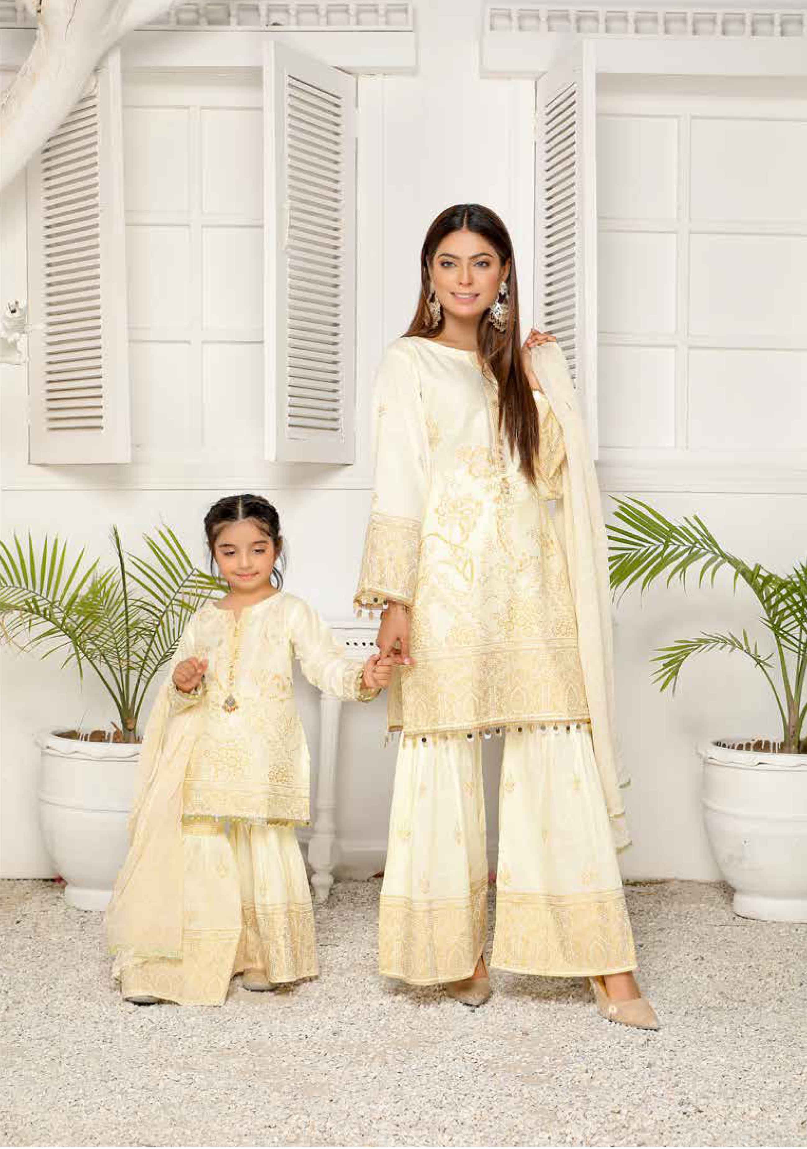 Simrans Girls Mummy & Me Eid Outfit with Gharara Trousers S2015CK DesiP 