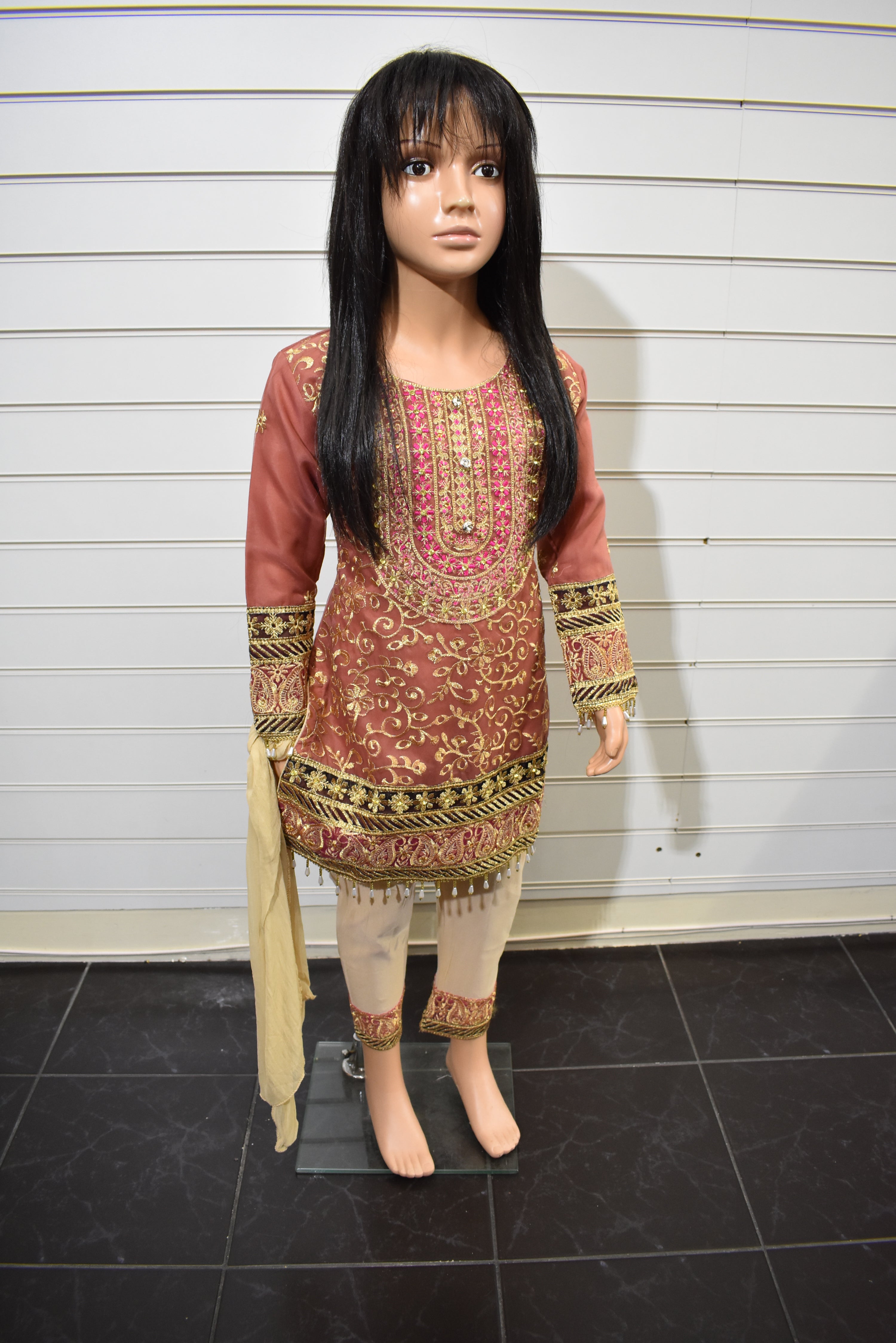 Simrans Girls Organza Pakistani Mummy & Me Pink Outfit DesiP 