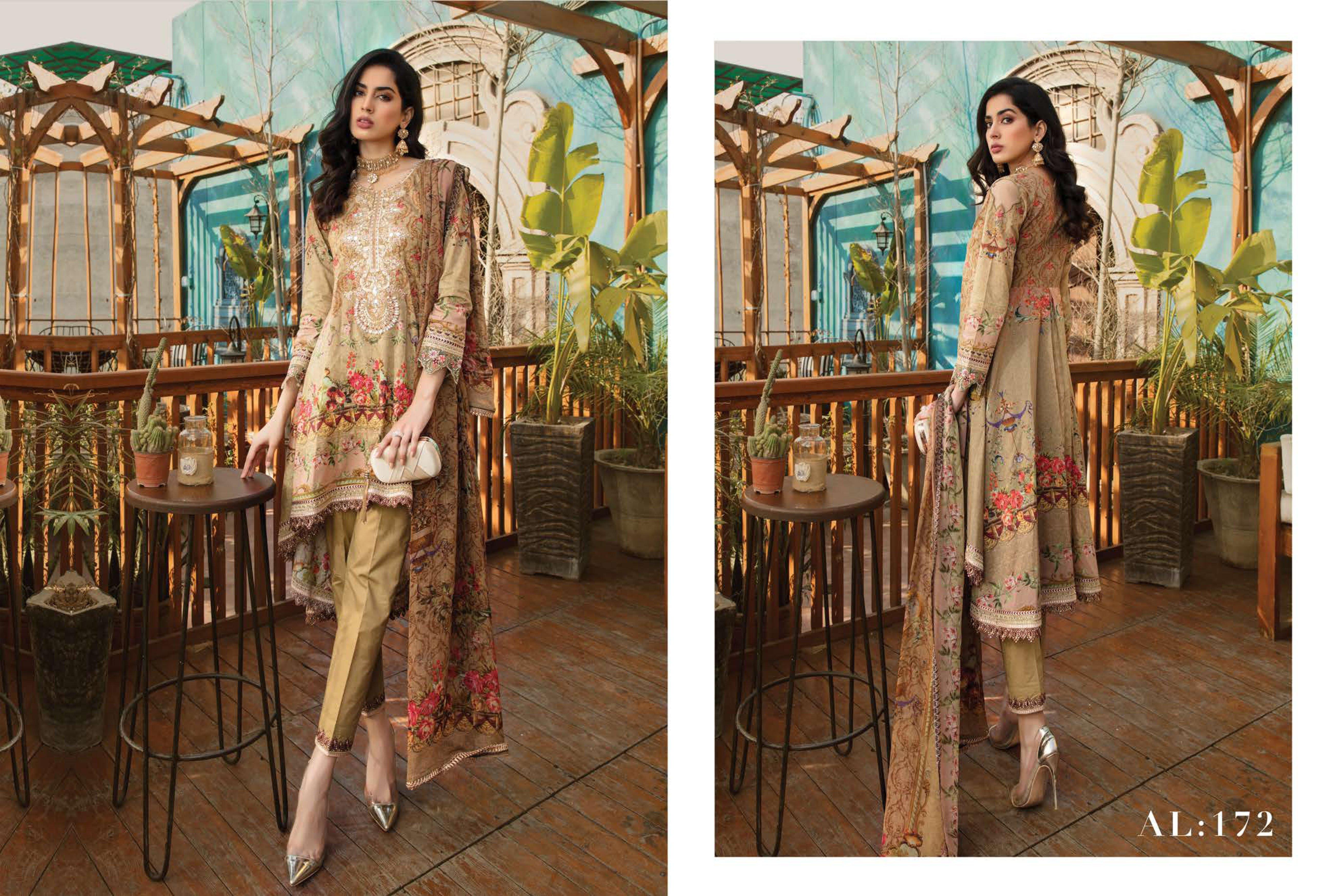 Simrans Kids Digital Print Dipped Outfit with Embroidered Trousers AL172K Mother & Daughter - Desi Posh