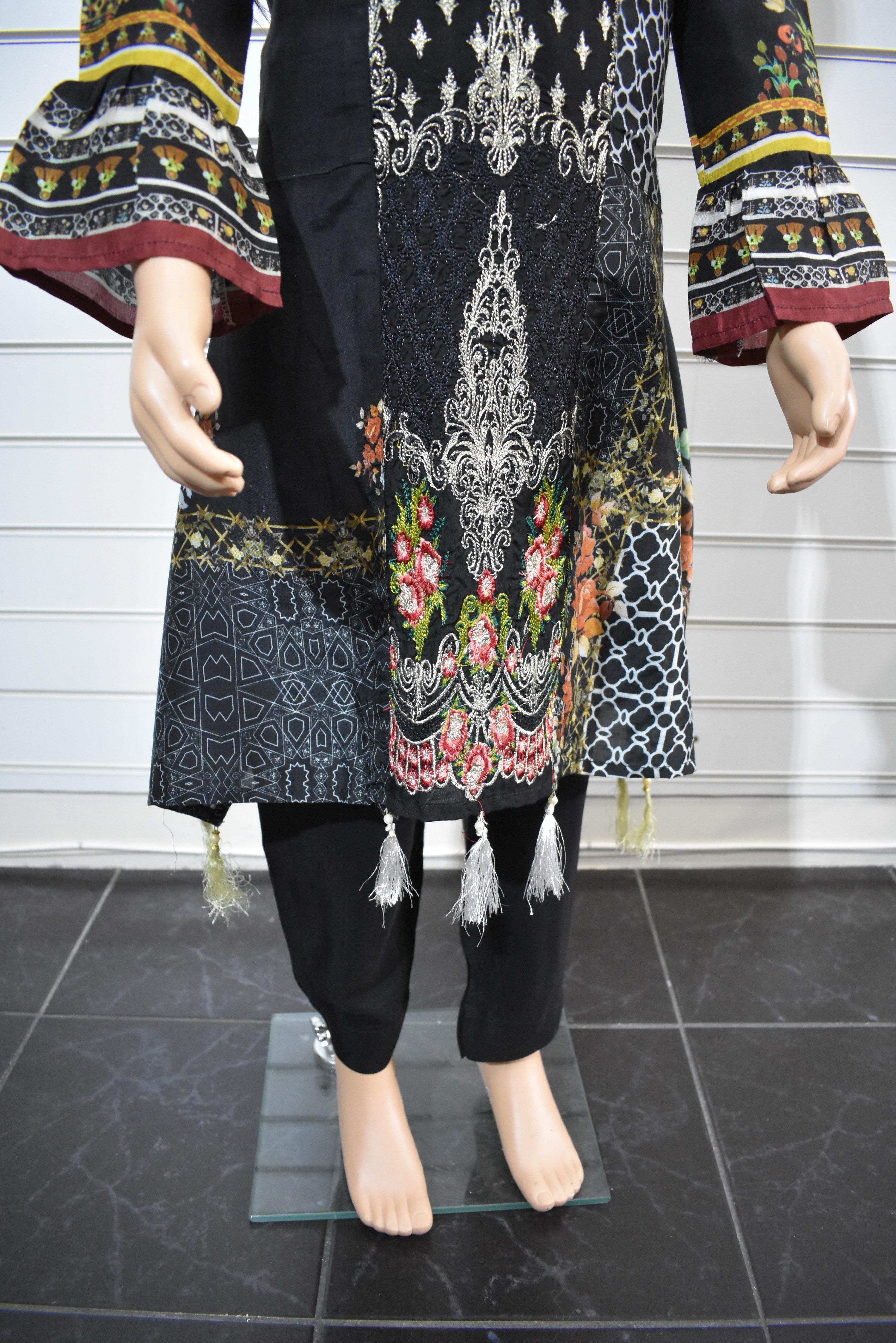 Simrans Kids Digital Print Mother & Daughter Kaftan Style 3 Piece Outfit DG6K - Desi Posh