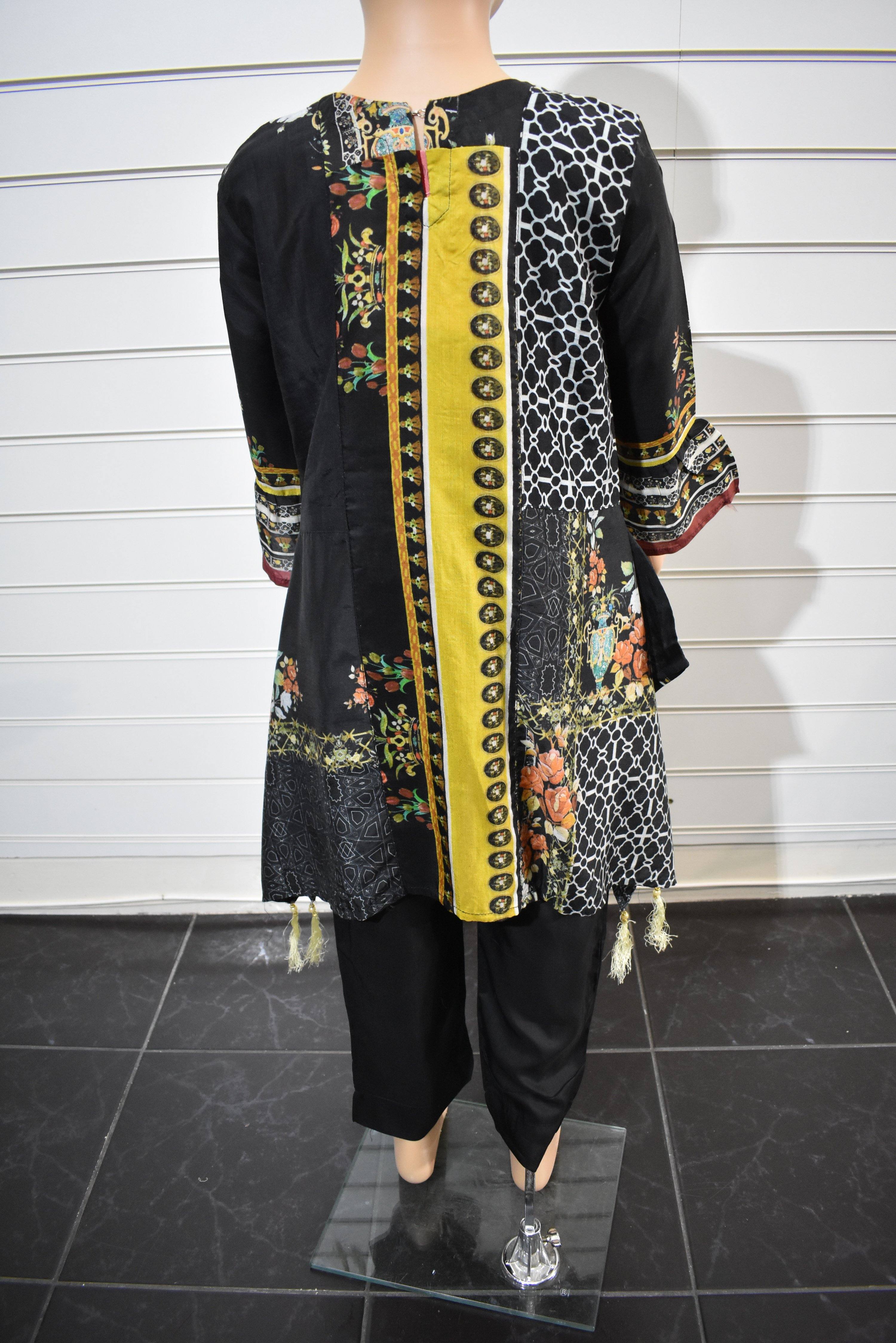 Simrans Kids Digital Print Mother & Daughter Kaftan Style 3 Piece Outfit DG6K - Desi Posh