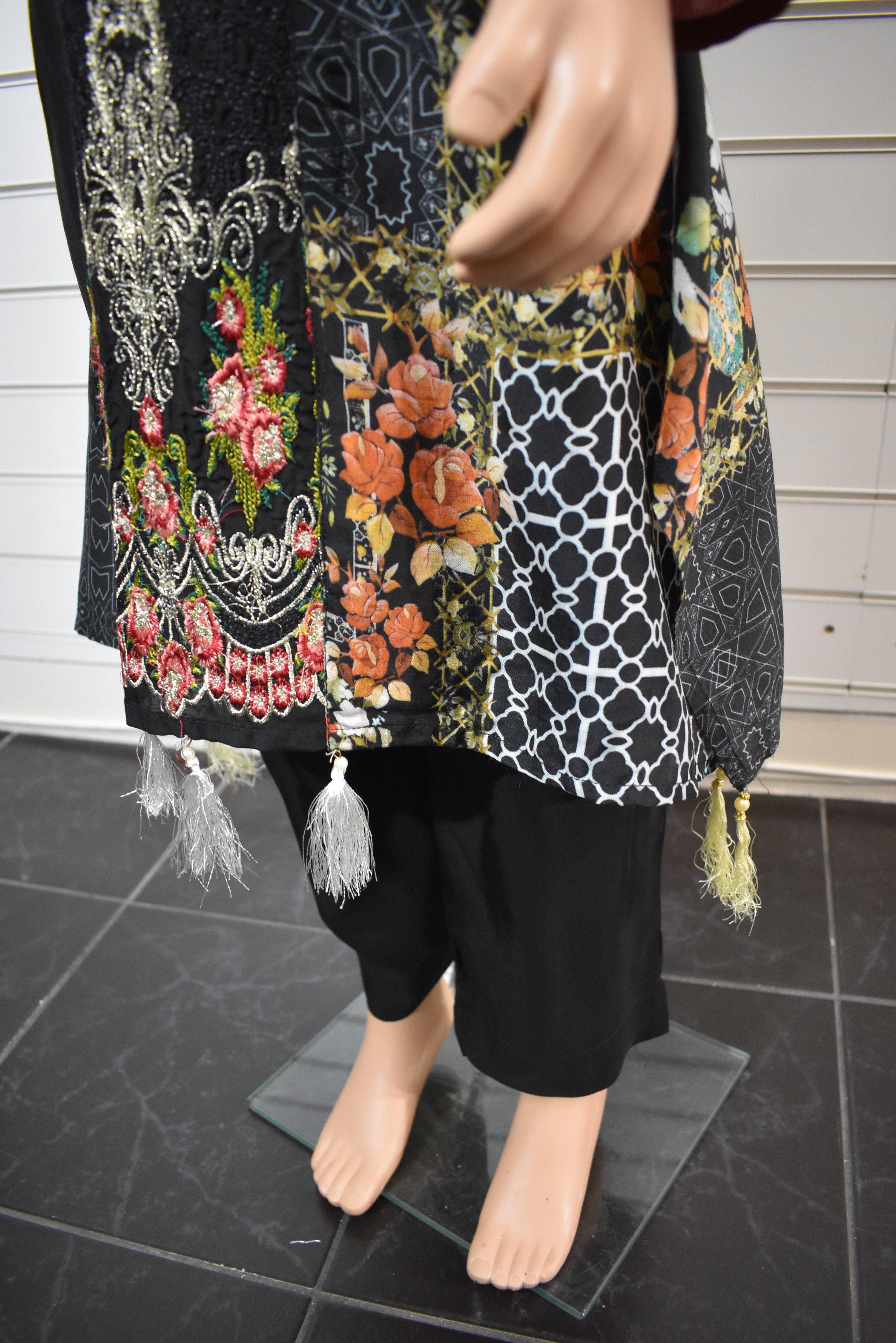 Simrans Kids Digital Print Mother & Daughter Kaftan Style 3 Piece Outfit DG6K - Desi Posh
