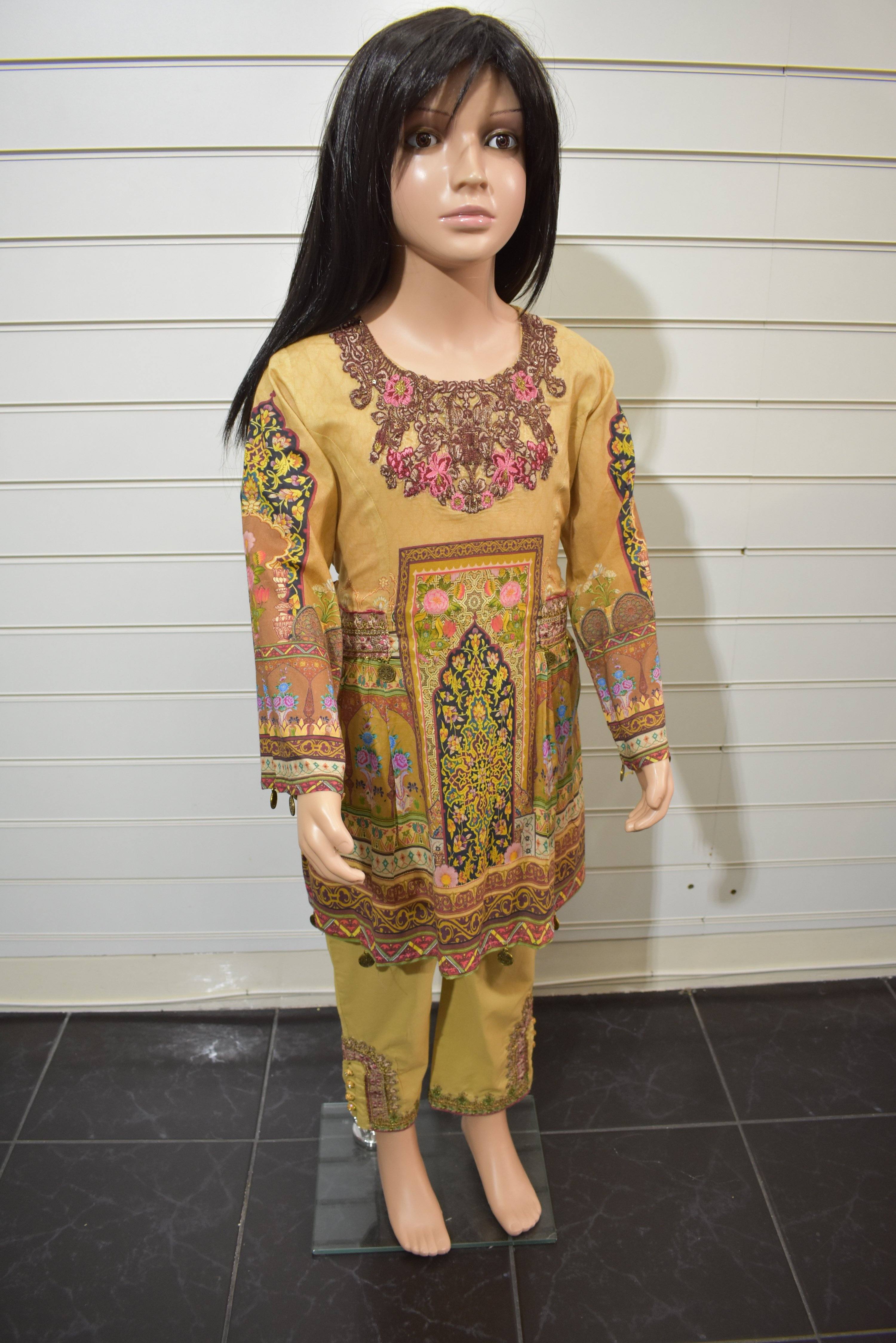 Simrans Kids Digital Print Outfit with Embroidered Capri Trousers AL14 - Desi Posh