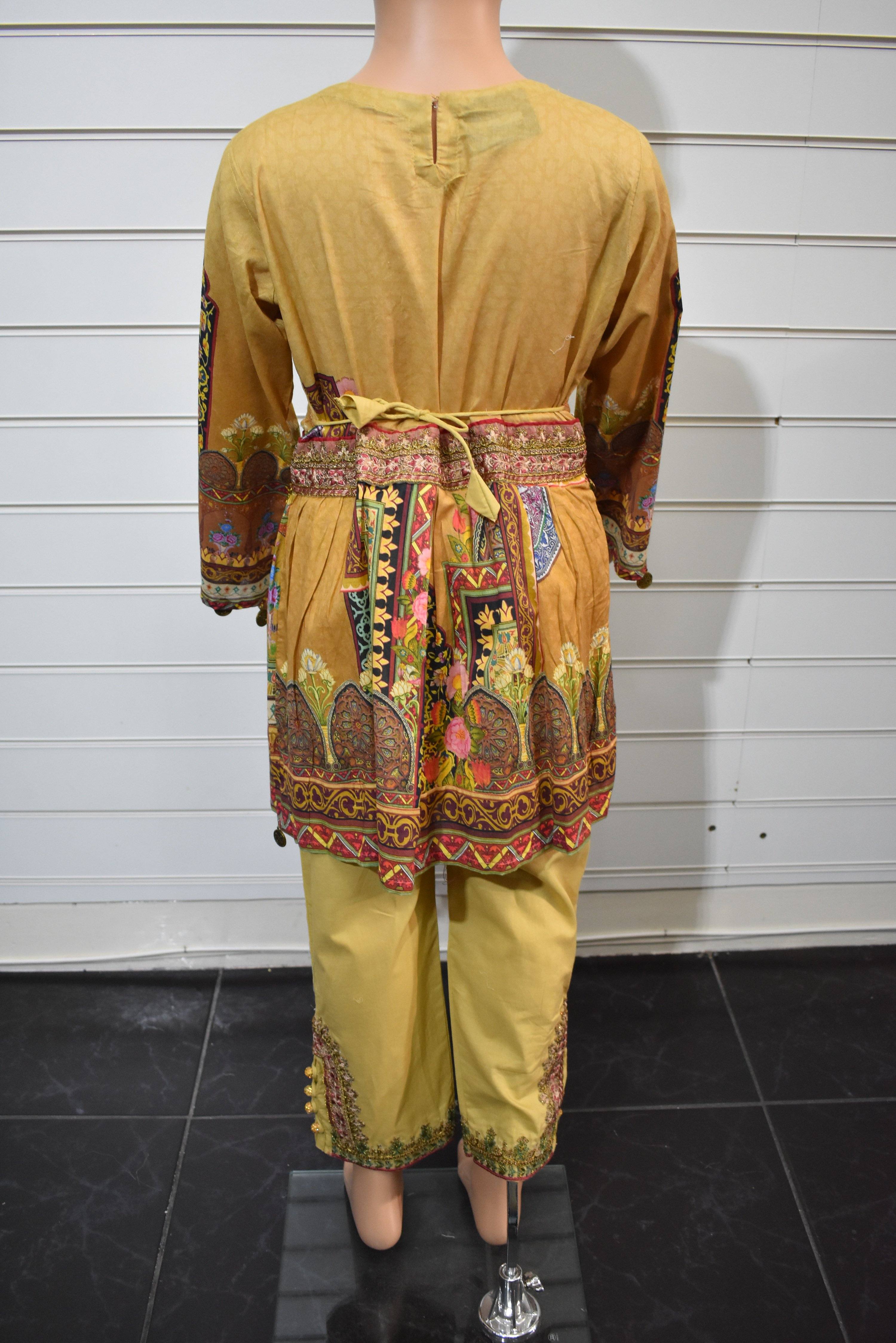 Simrans Kids Digital Print Outfit with Embroidered Capri Trousers AL14 - Desi Posh