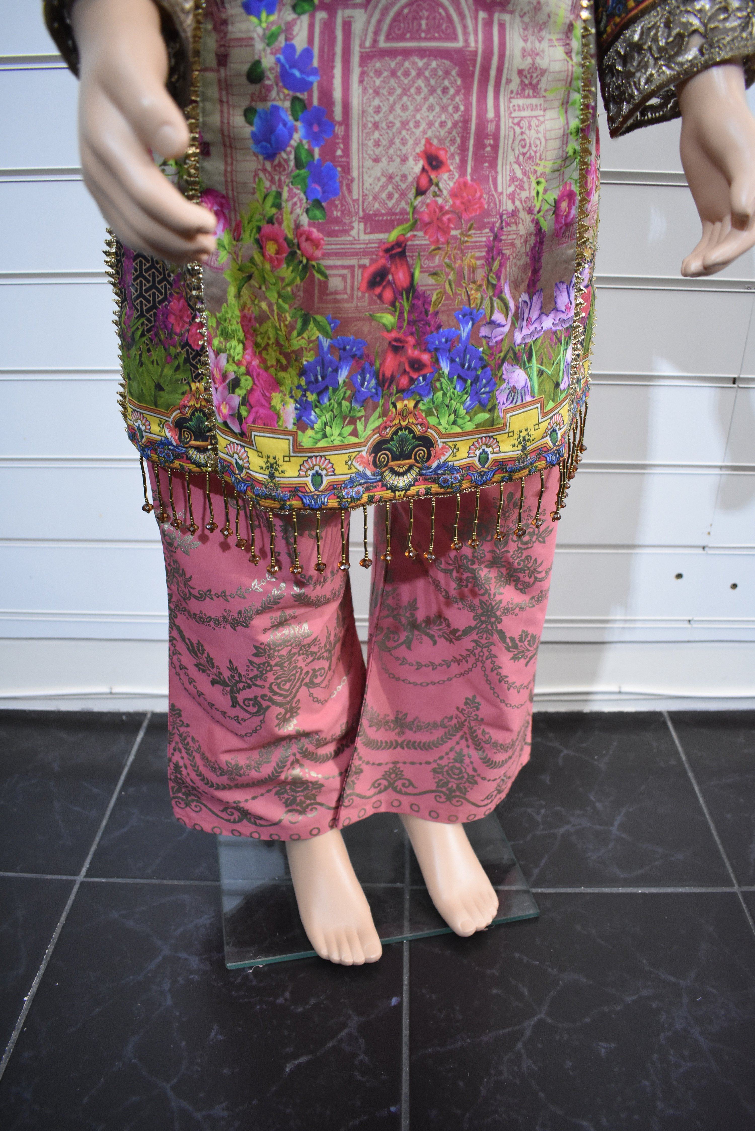Simrans Kids Digital Print Outfit with Printed Sharara Trousers AL21K - Desi Posh