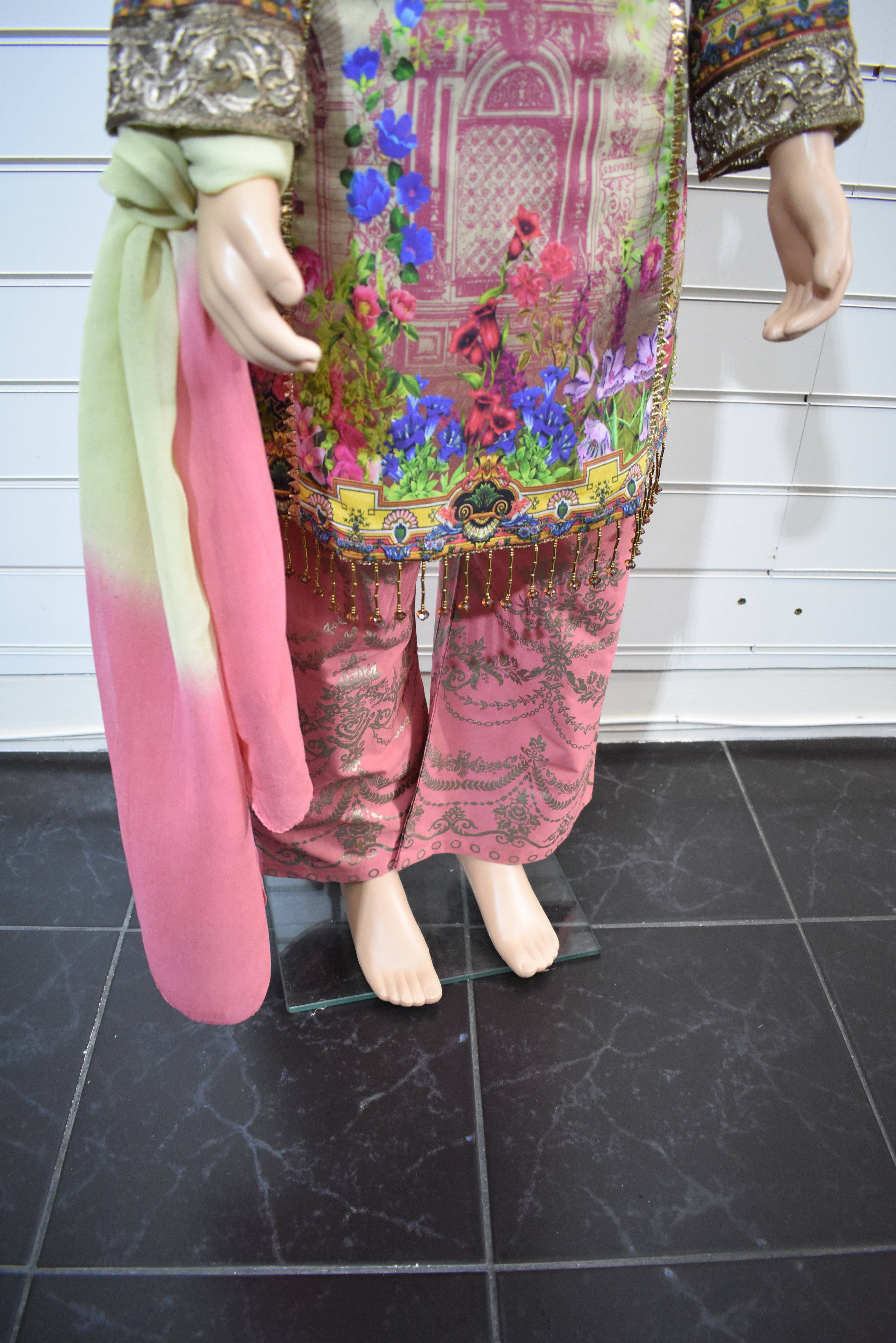 Simrans Kids Digital Print Outfit with Printed Sharara Trousers AL21K - Desi Posh