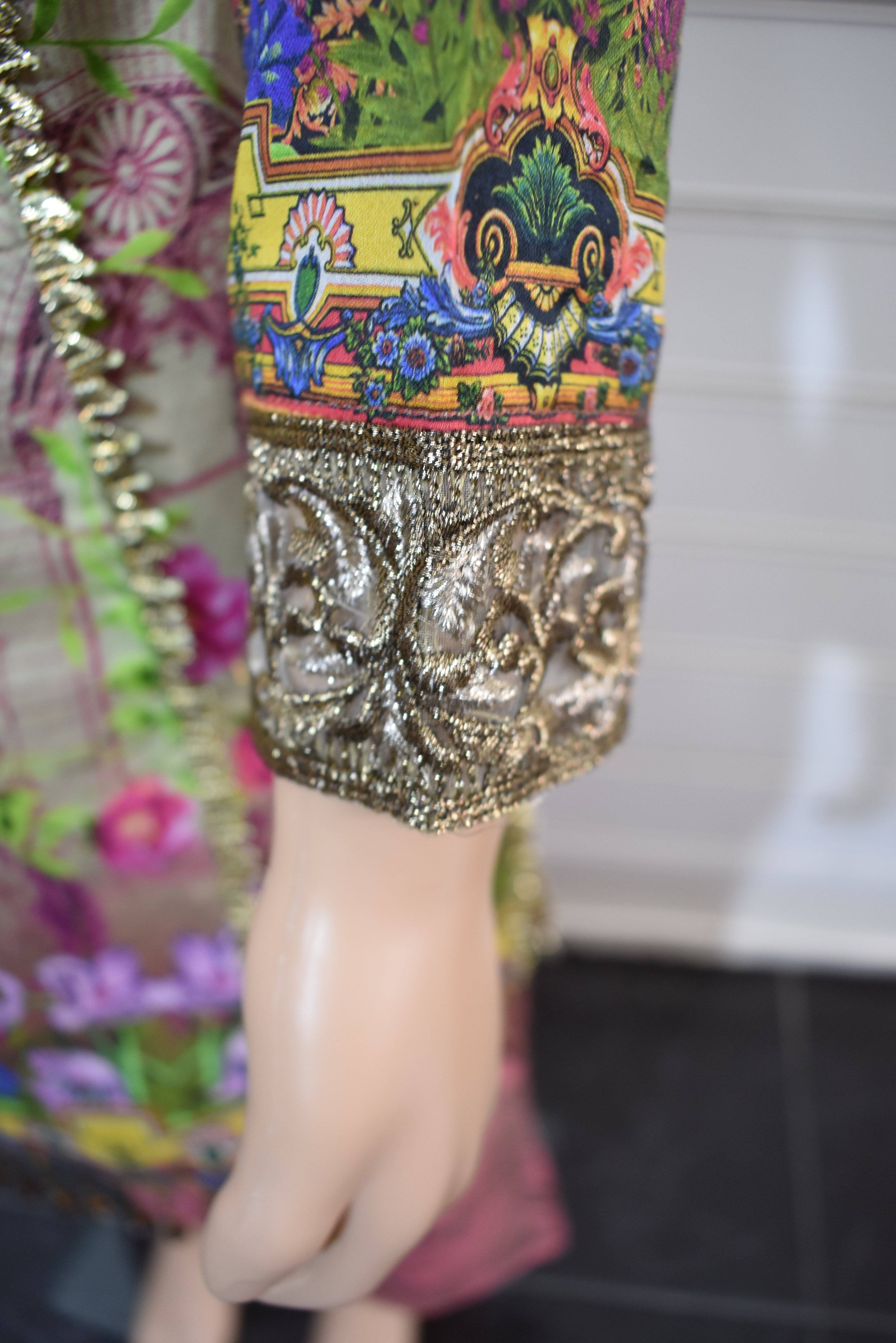 Simrans Kids Digital Print Outfit with Printed Sharara Trousers AL21K - Desi Posh