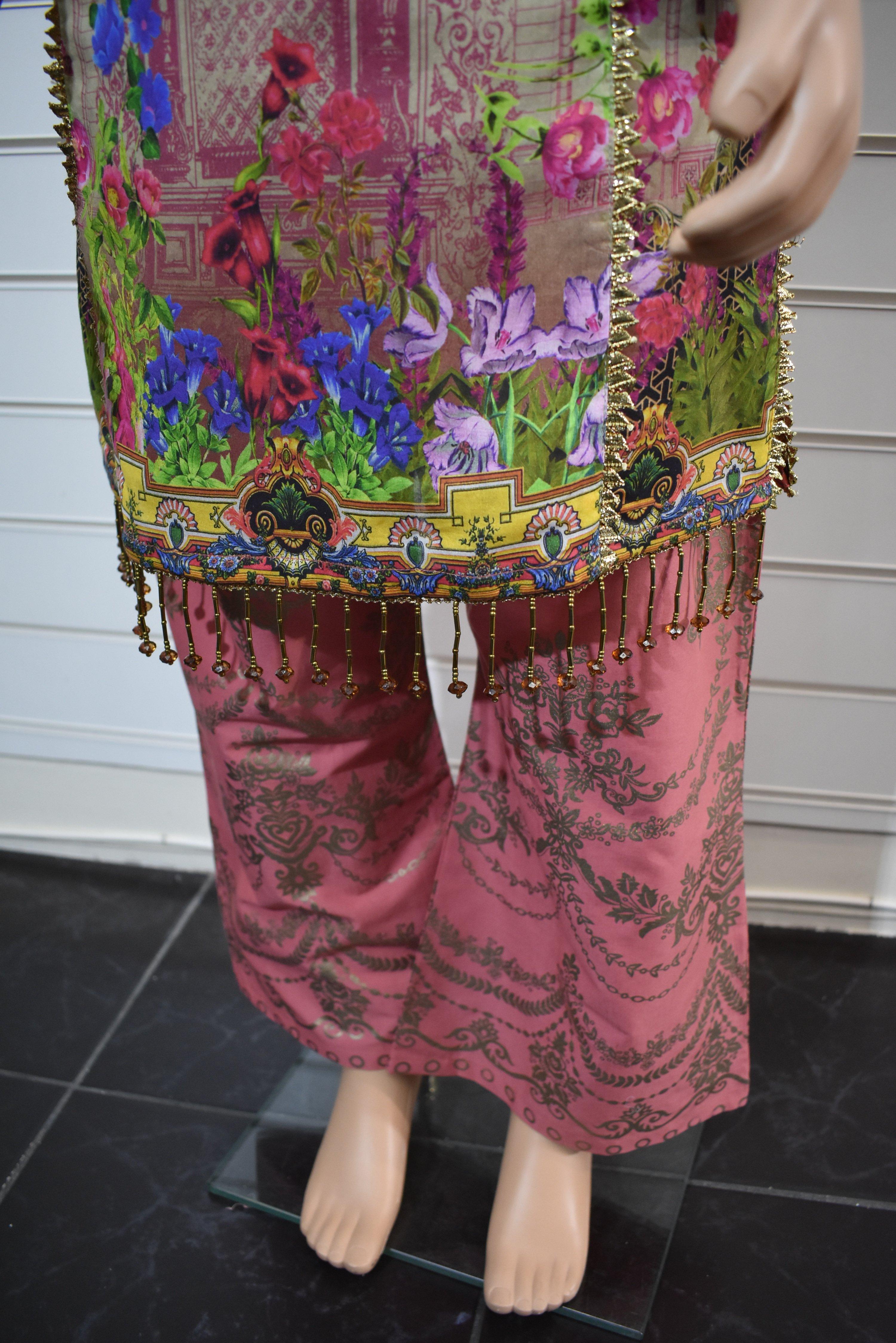 Simrans Kids Digital Print Outfit with Printed Sharara Trousers AL21K - Desi Posh
