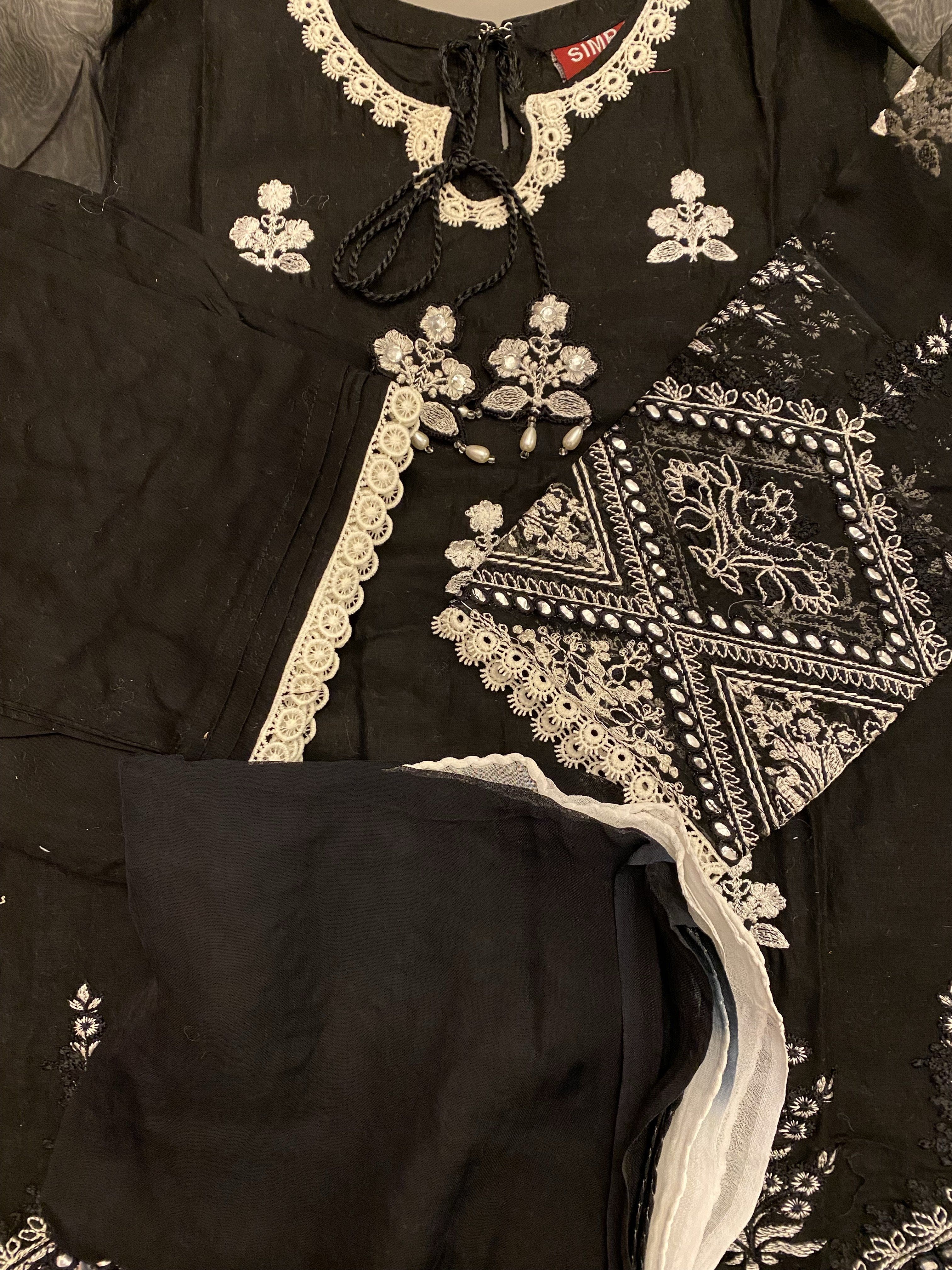 Simrans Kids Embroidered Eid Lawn Outfit with Embroidered Net Sleeves DesiP 