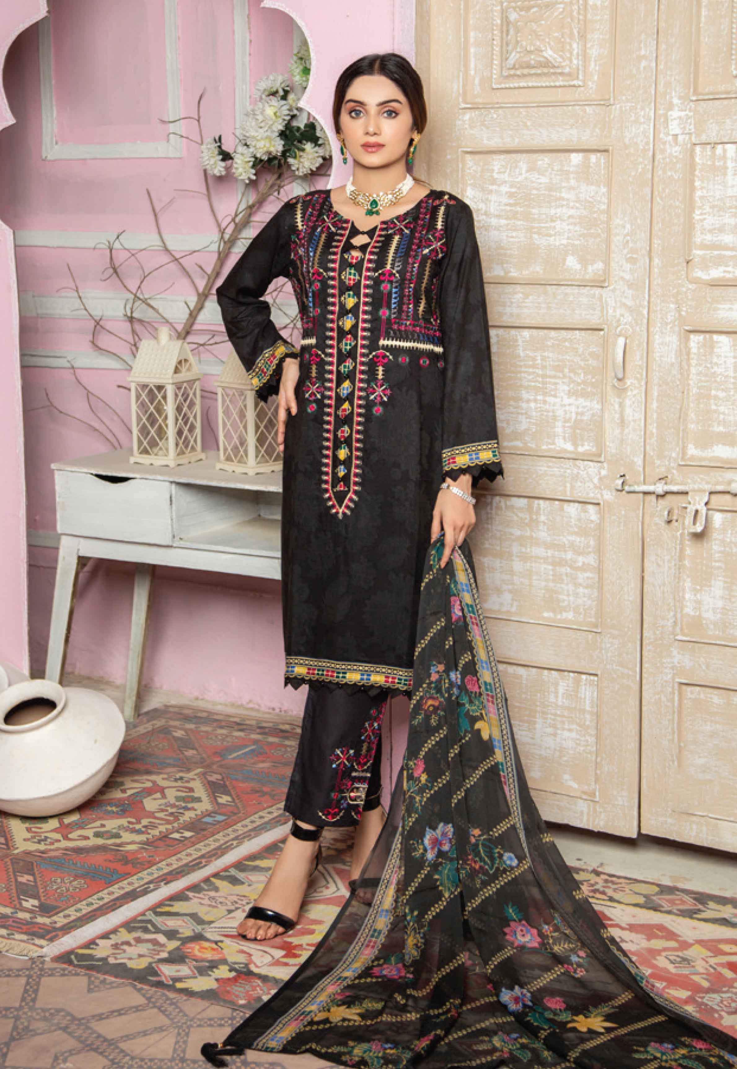 Simrans Luxury Linen Outfit With Embroidered Trousers ILSL09