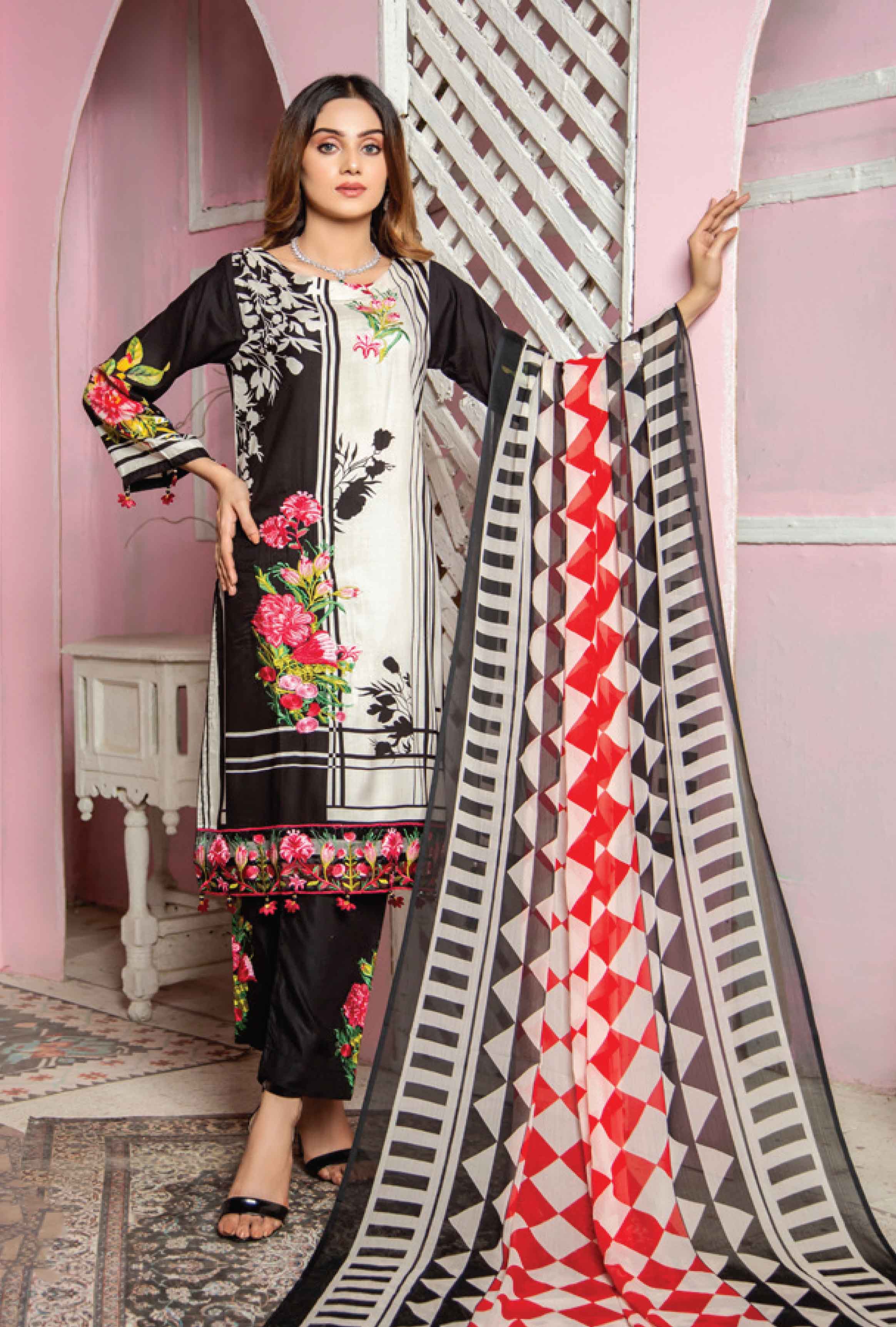 Simrans Luxury Linen Outfit With Embroidered Trousers ILSL4