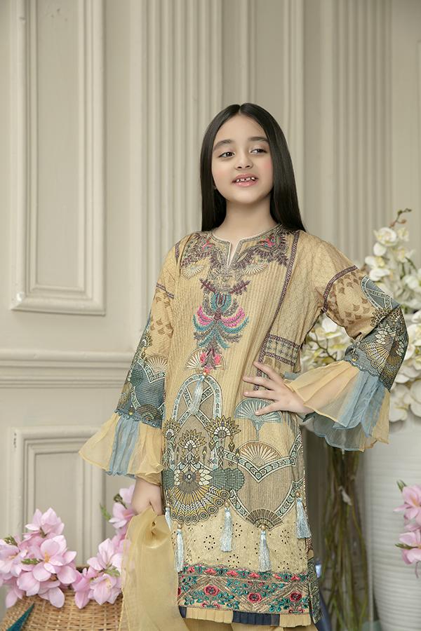Simrans Masoori Kids Eid Outfit with Embroidered Trousers ML27K DesiP 