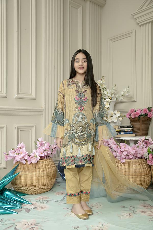 Simrans Masoori Kids Eid Outfit with Embroidered Trousers ML27K DesiP 