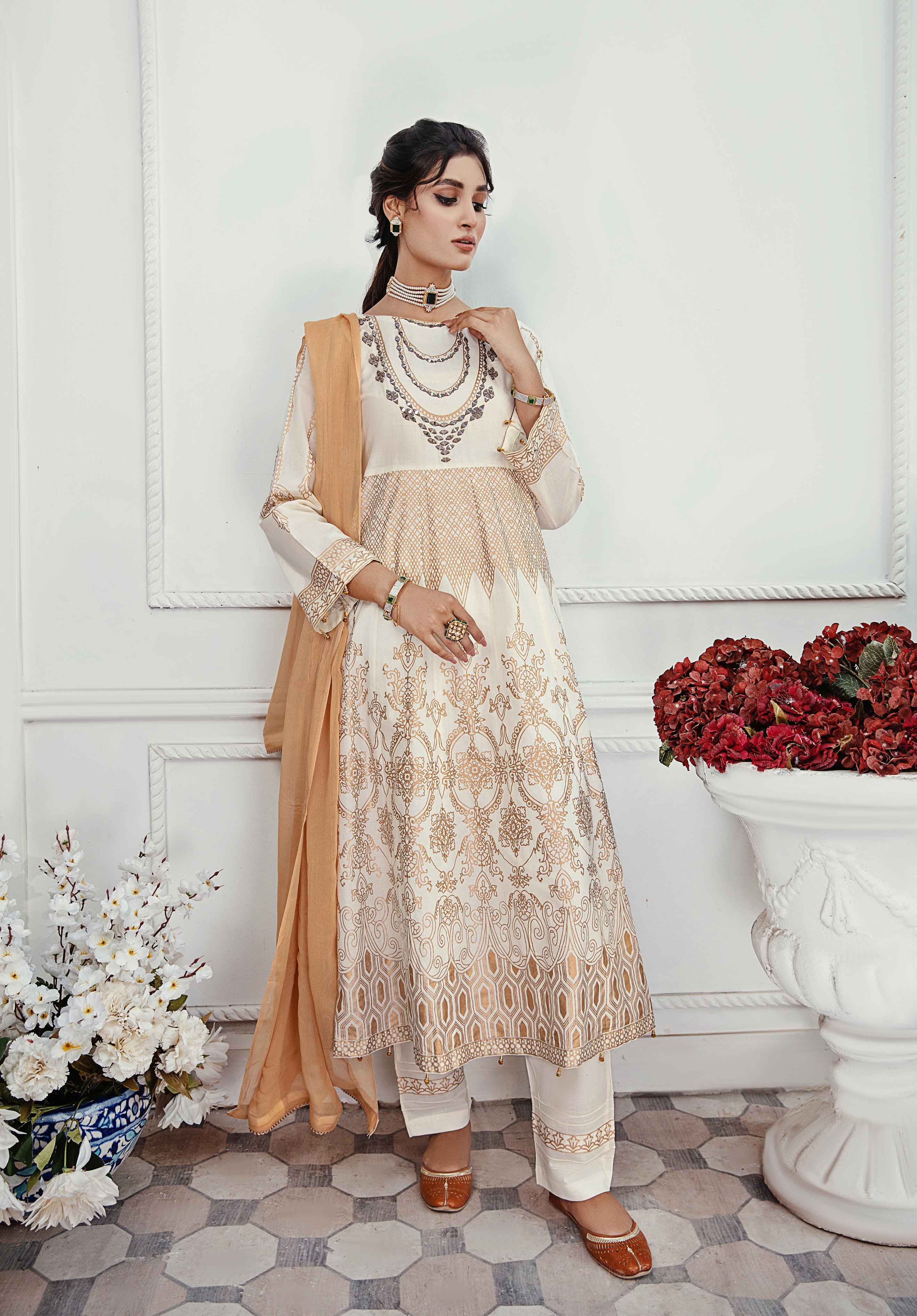 Simrans Mirror Embroidered Long Dress Outfit 25235