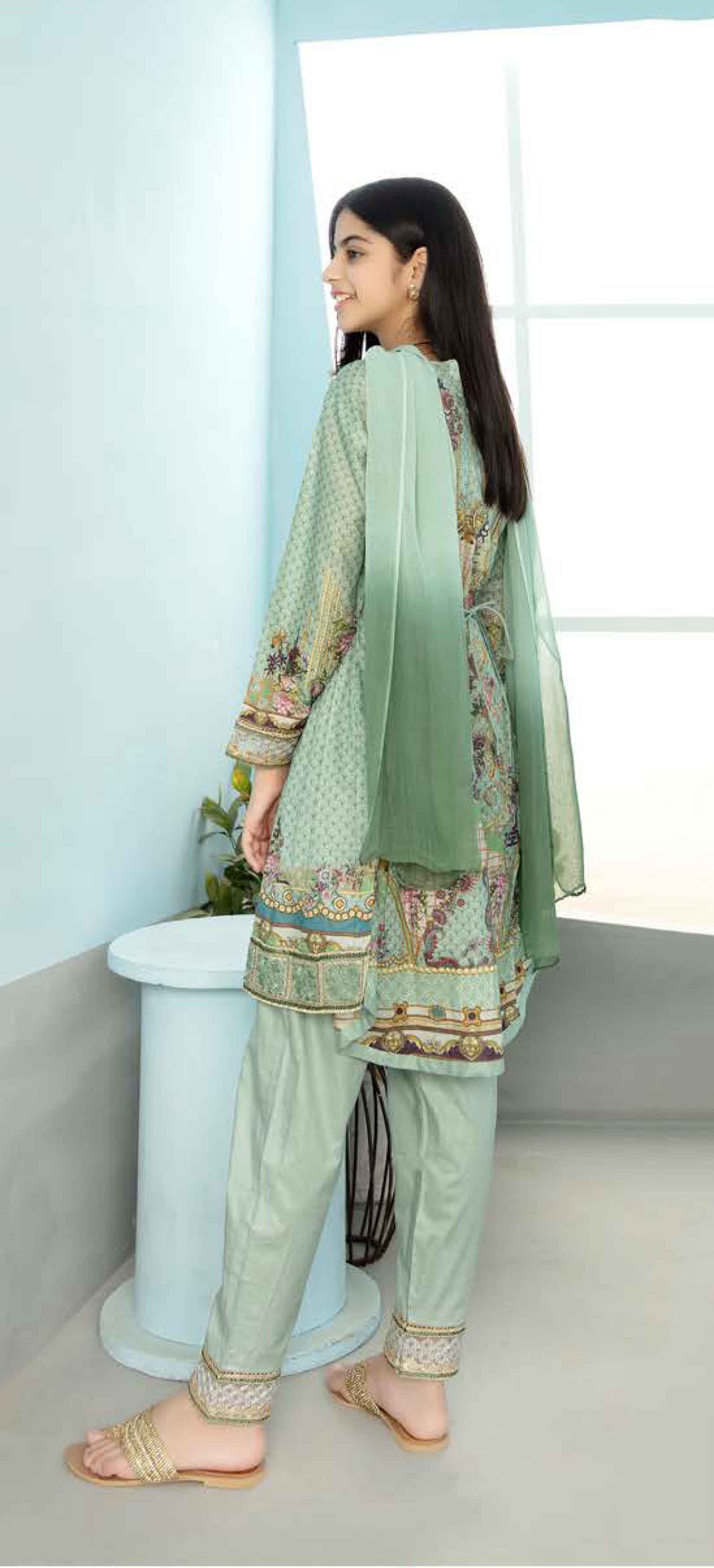 girls green eid outfit