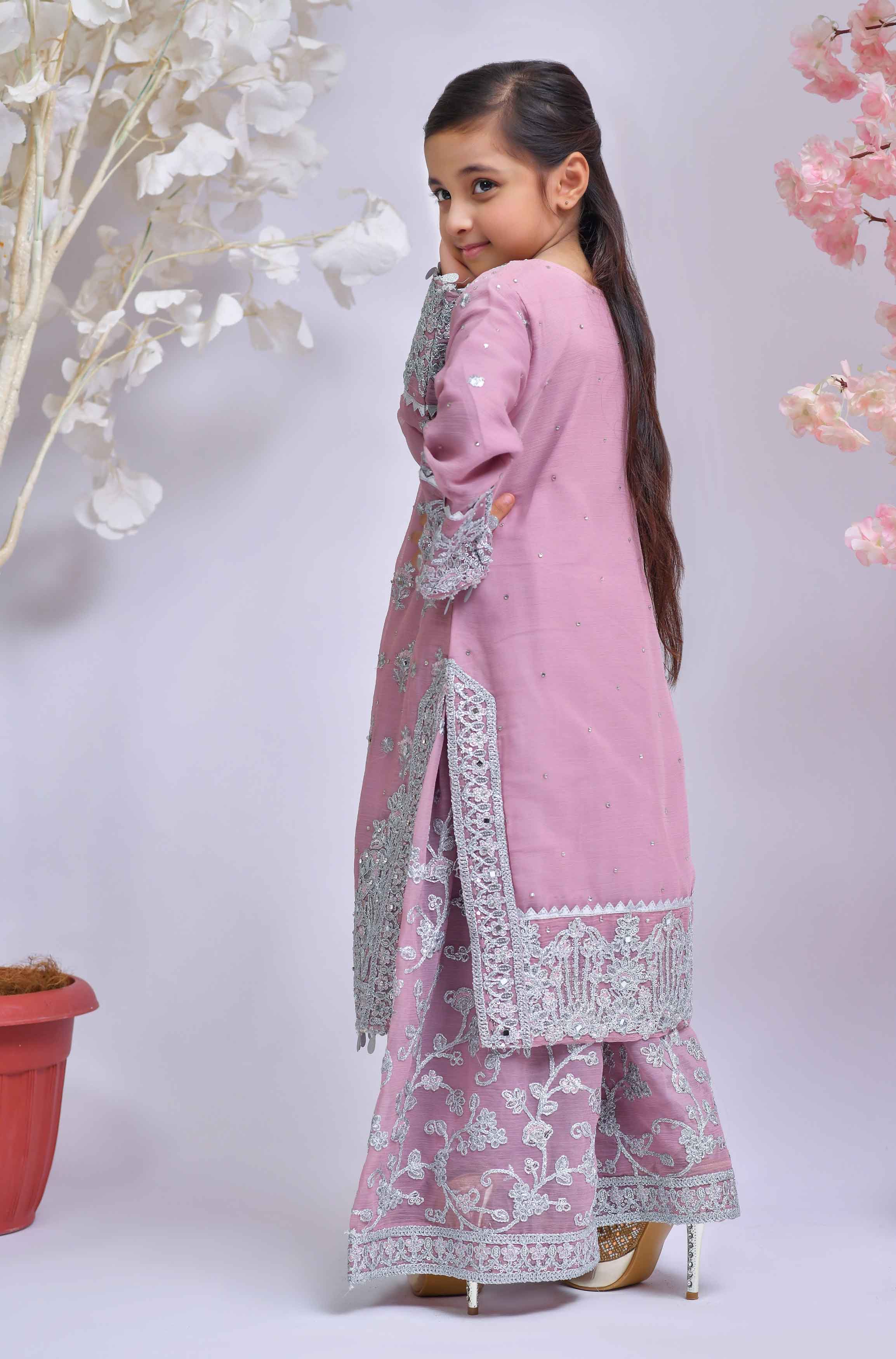 Simrans Mother & Daughter Dusty Pink Kids Sharara Oufit salwar kameez DesiP 