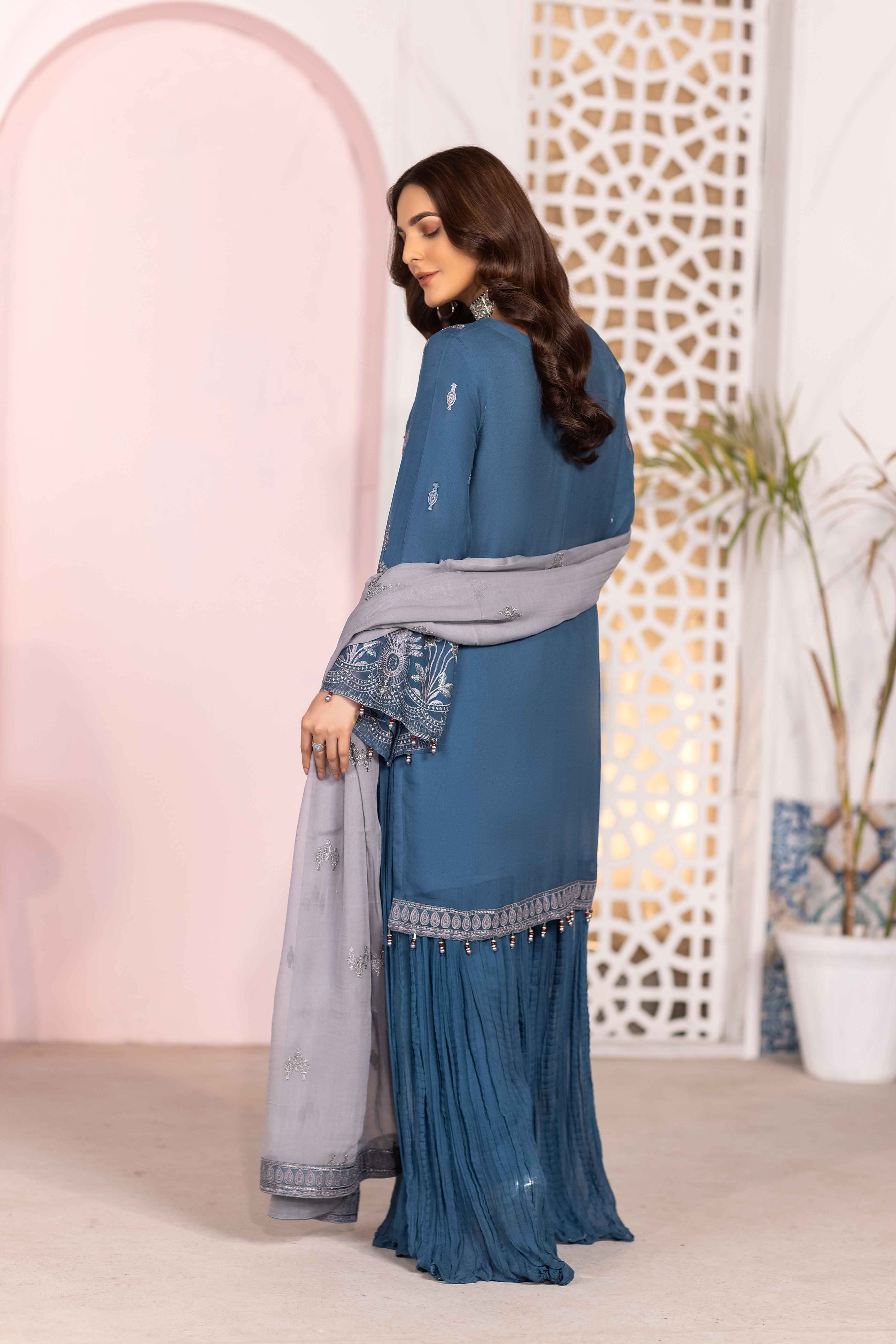 Simrans Mother & Daughter Eid Sharara Outfit Azure Blue DesiPosh