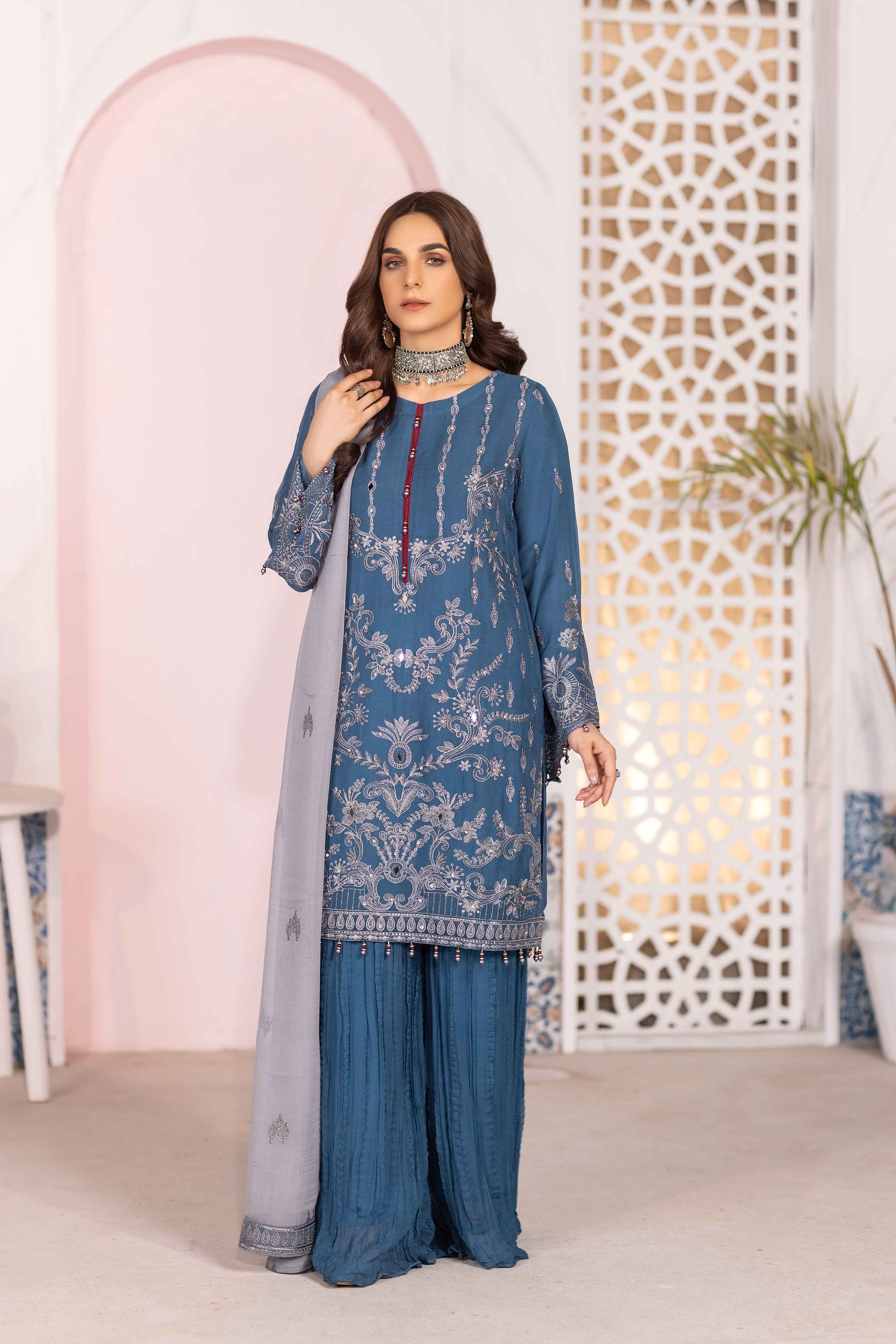 Simrans Mother & Daughter Eid Sharara Outfit Azure Blue