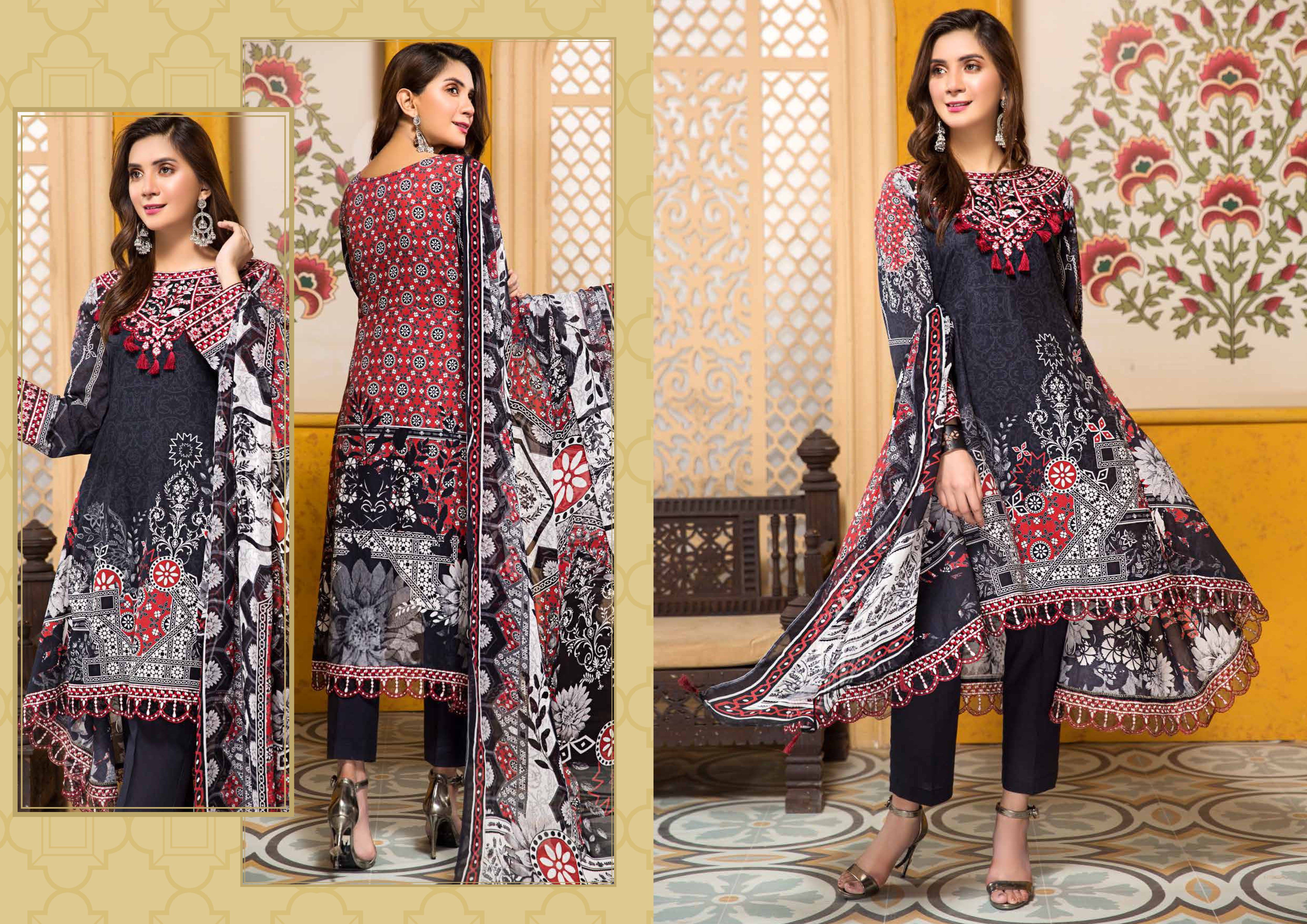 Simrans Tehzeeb Kids Digital Print Premium Lawn Outfit with Digital Print Chiffon Dupatta SKB03K - Desi Posh