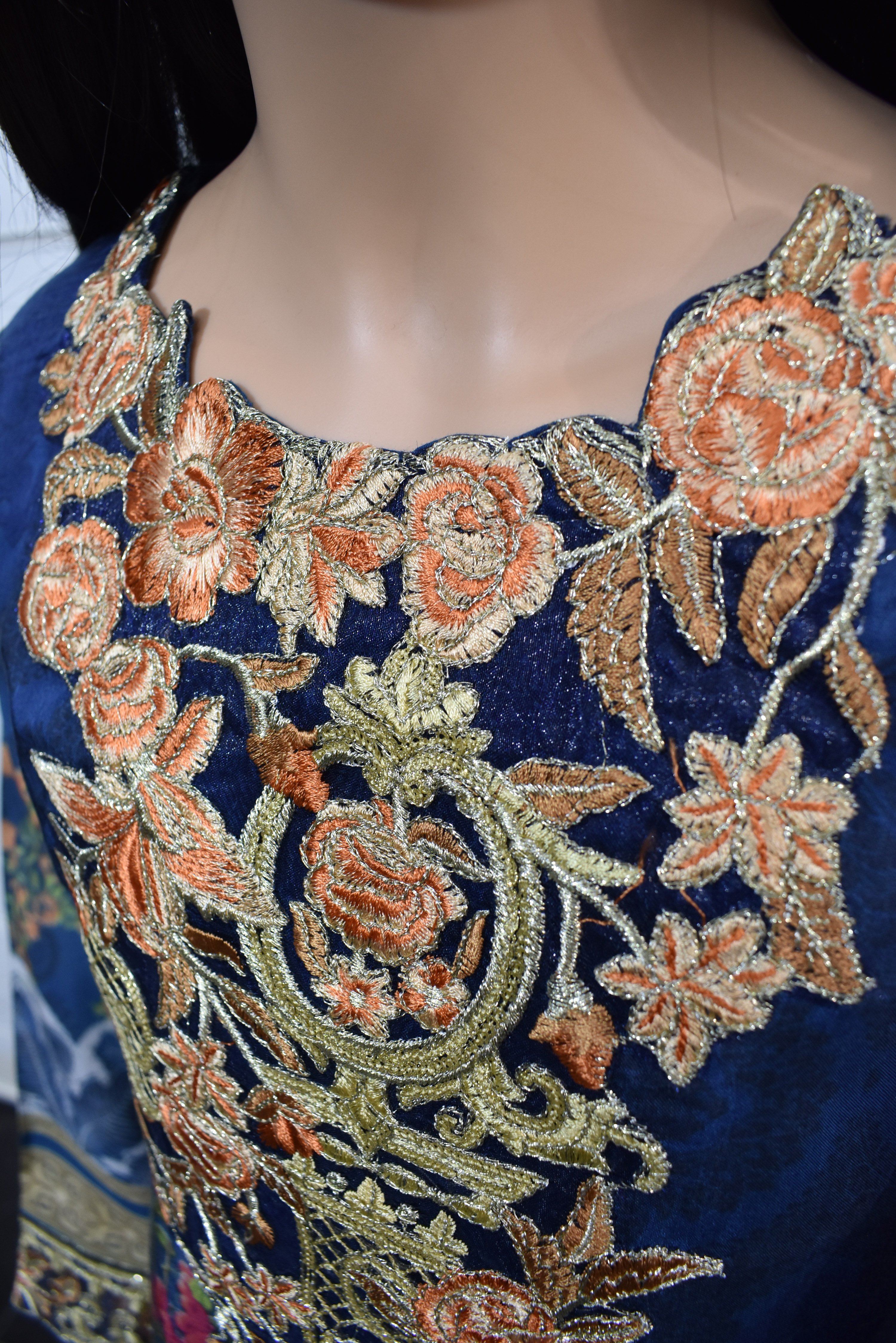 Simrans`s Kids Digital Print Dipped Hem Outfit with Embroidered Trousers SKT01K - Desi Posh
