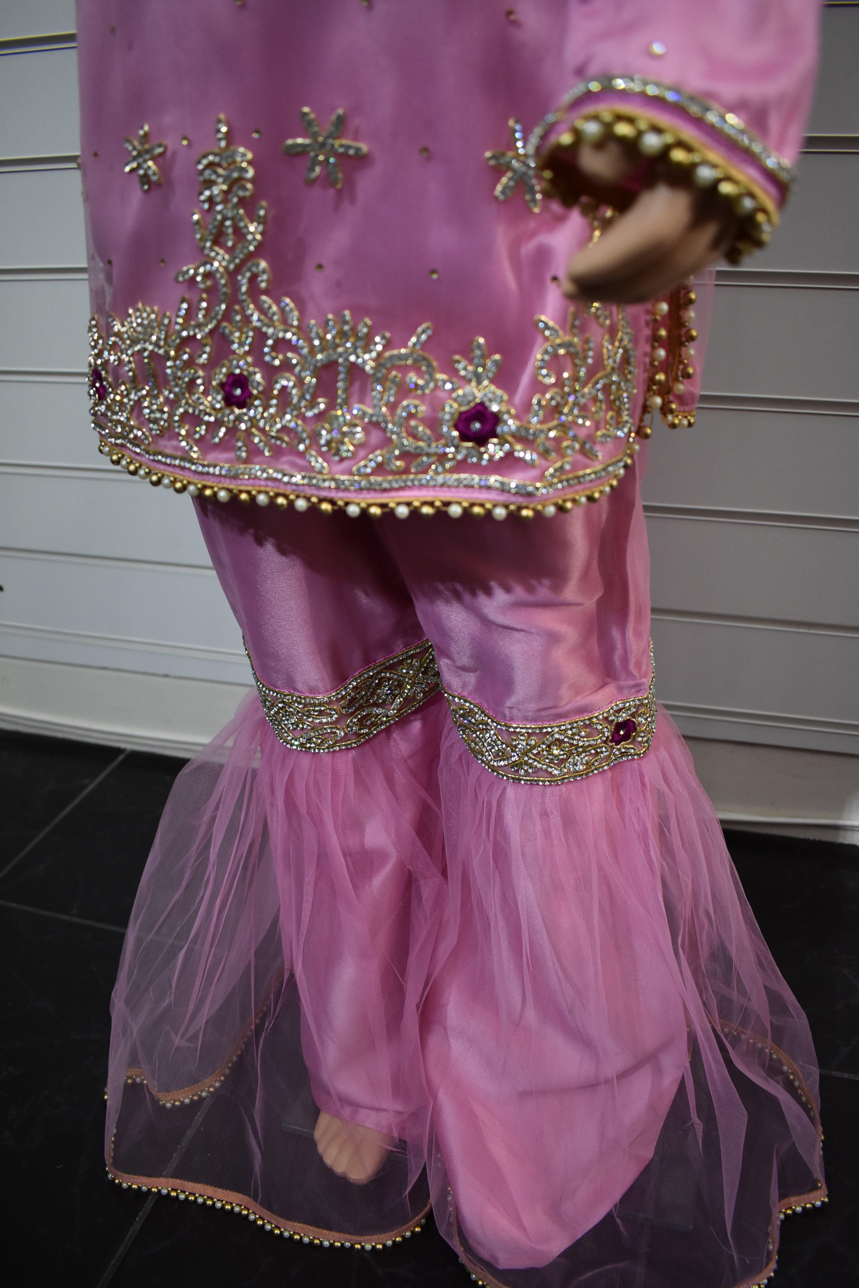 Sobia Nazir Inspired Kids 3 Piece Stone Work Gharara Wedding Outfit - Desi Posh