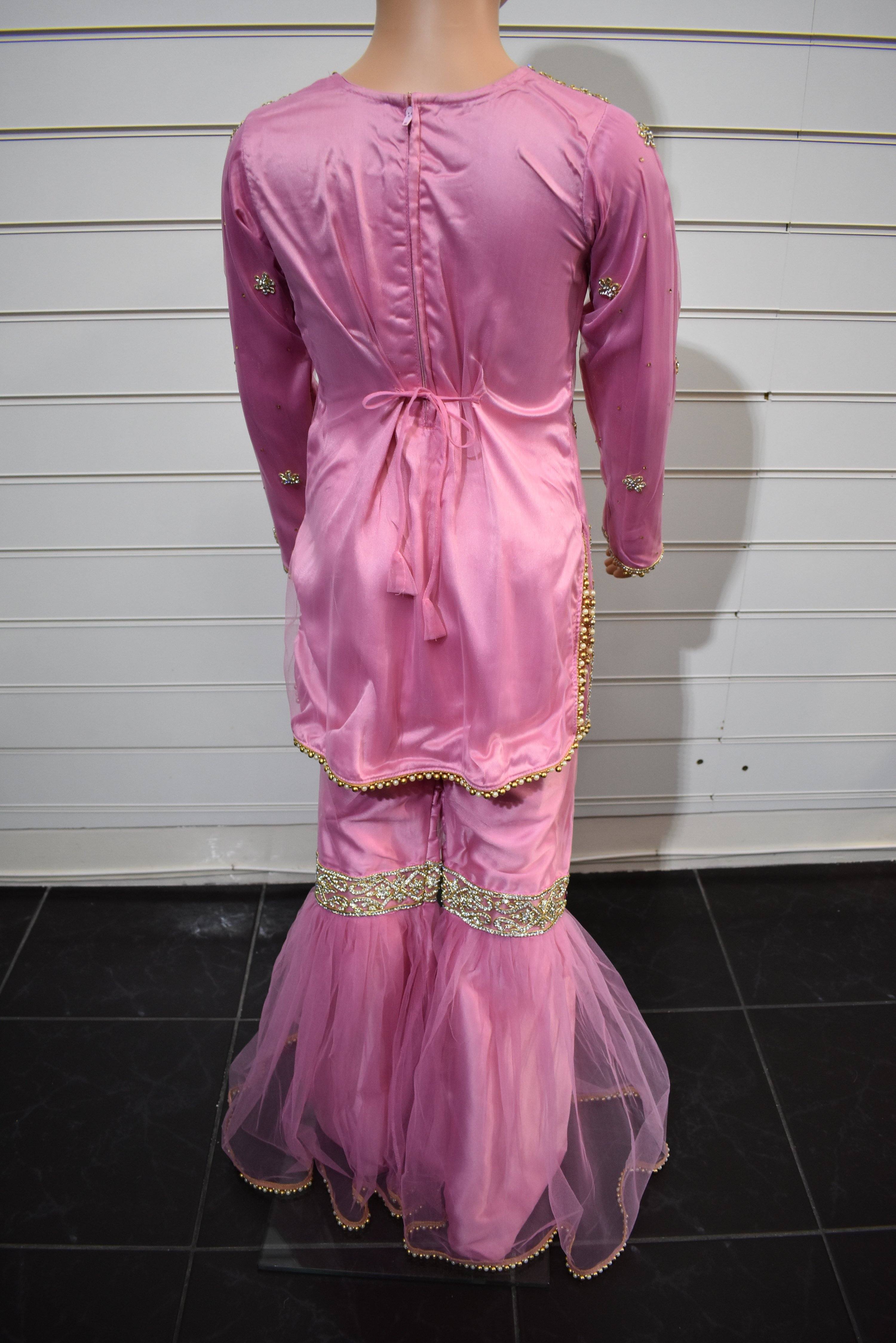 Sobia Nazir Inspired Kids 3 Piece Stone Work Gharara Wedding Outfit - Desi Posh