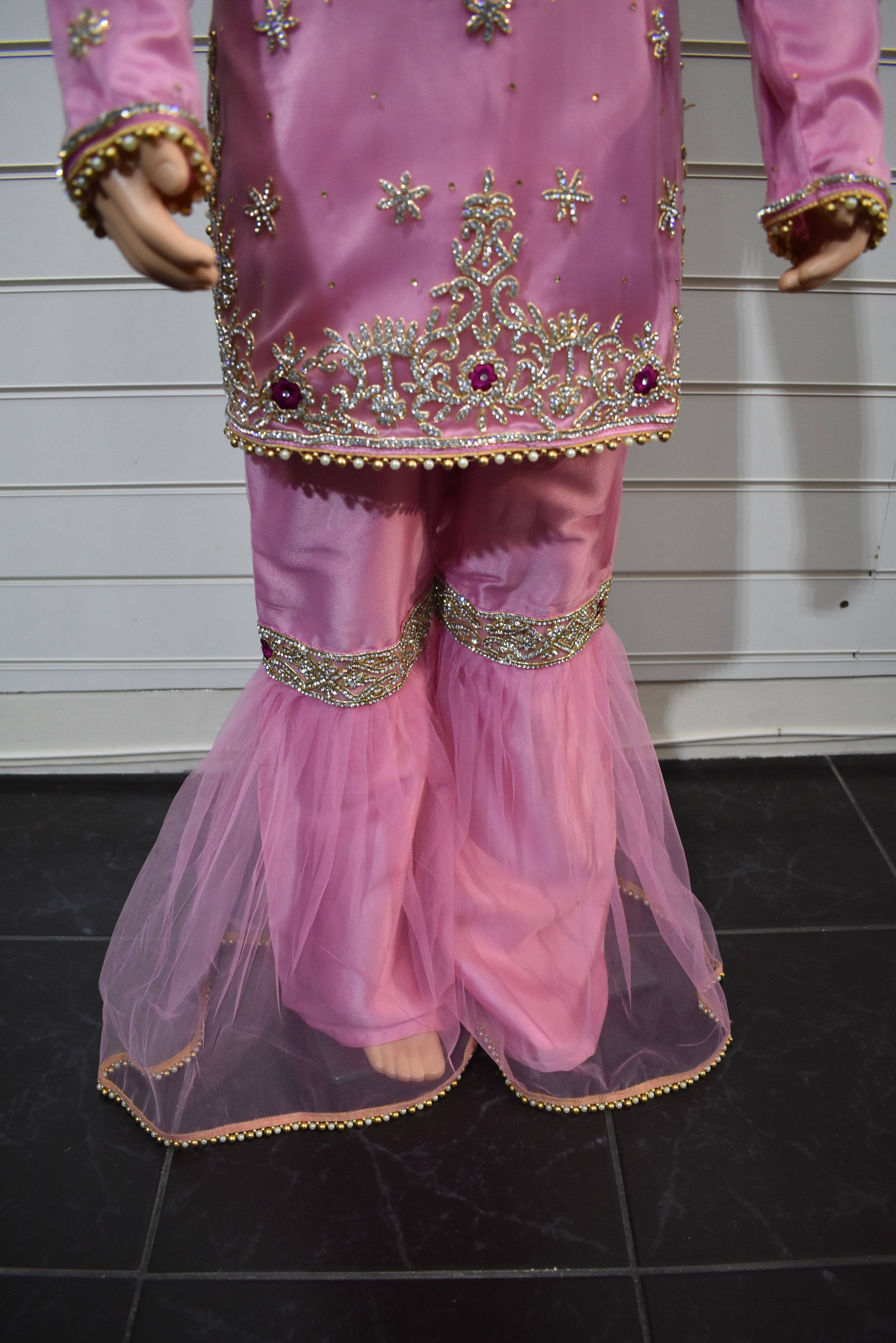 Sobia Nazir Inspired Kids 3 Piece Stone Work Gharara Wedding Outfit - Desi Posh